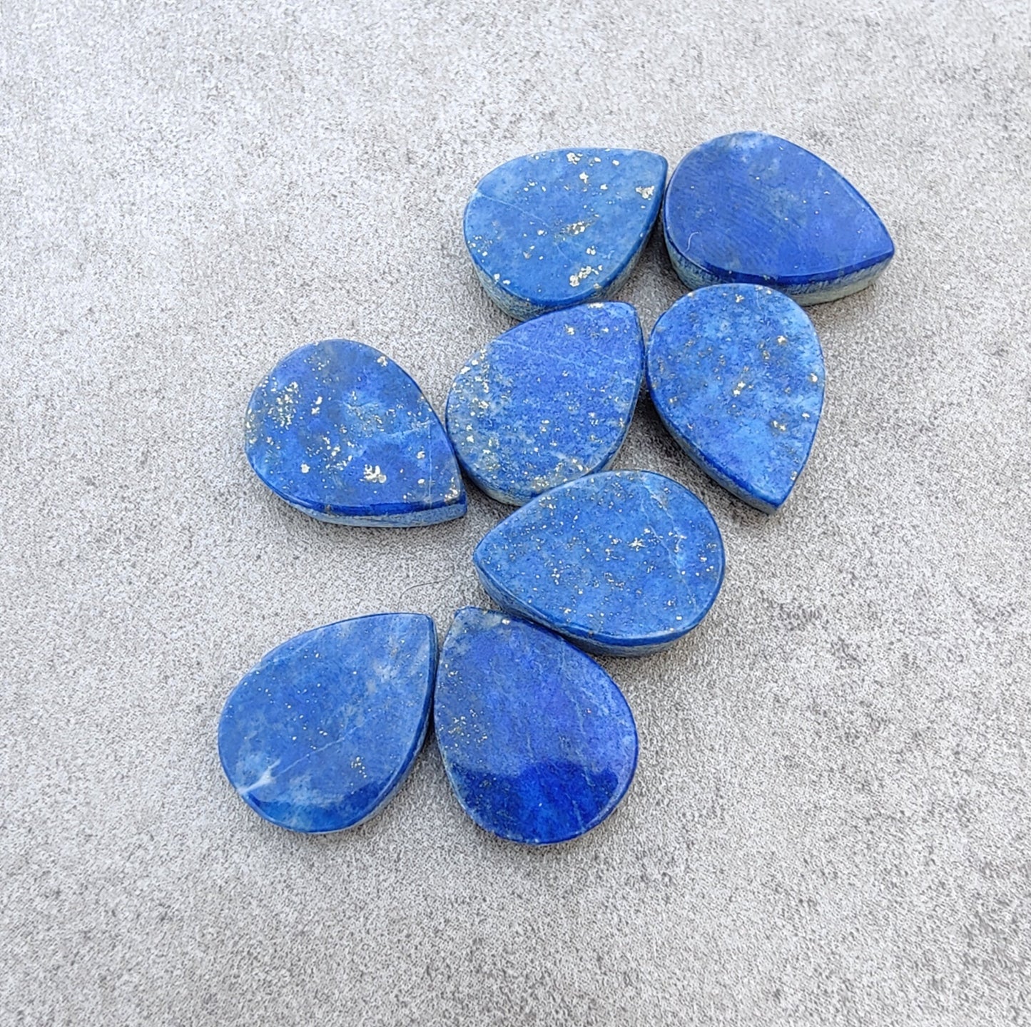 AAA+ QUALITY NATURAL LAPIS LAZULI TEARDROP COIN SHAPE BOTH SIDE FLAT BACK CALIBRATED PEAR SHAPE GEMSTONES, ALL SIZES AVAILABLE