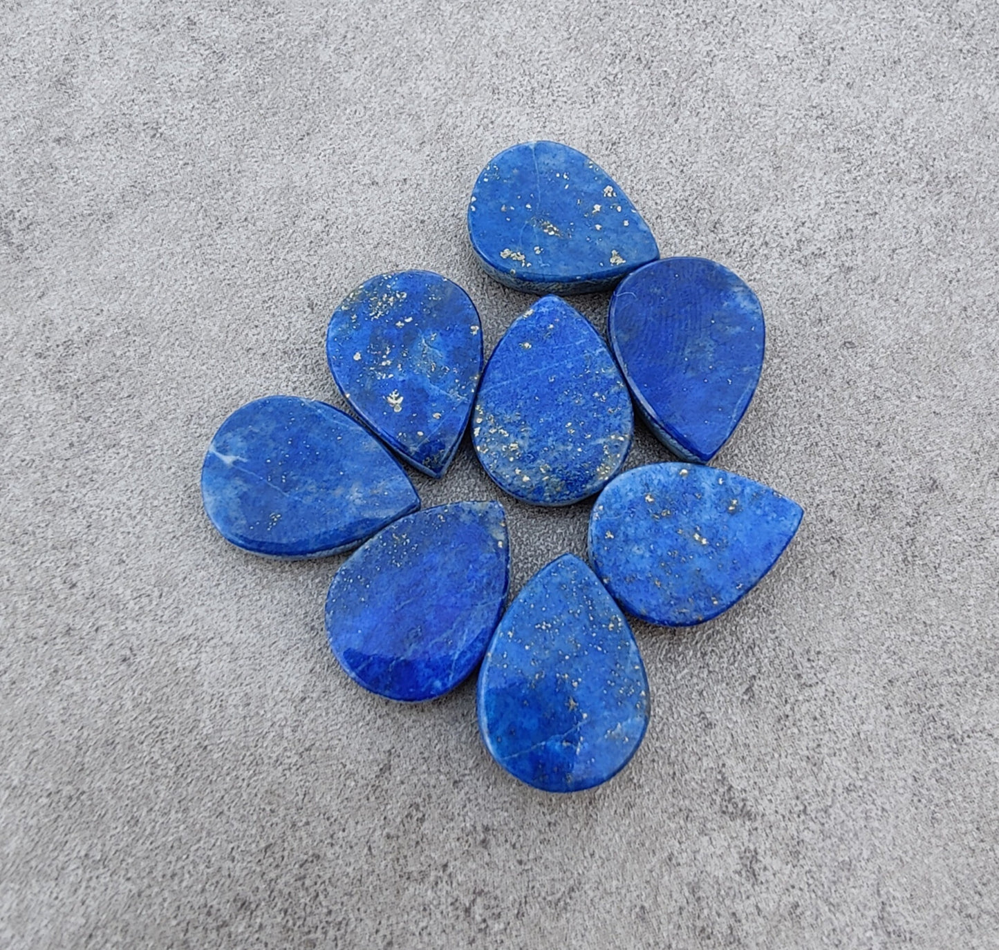 AAA+ QUALITY NATURAL LAPIS LAZULI TEARDROP COIN SHAPE BOTH SIDE FLAT BACK CALIBRATED PEAR SHAPE GEMSTONES, ALL SIZES AVAILABLE
