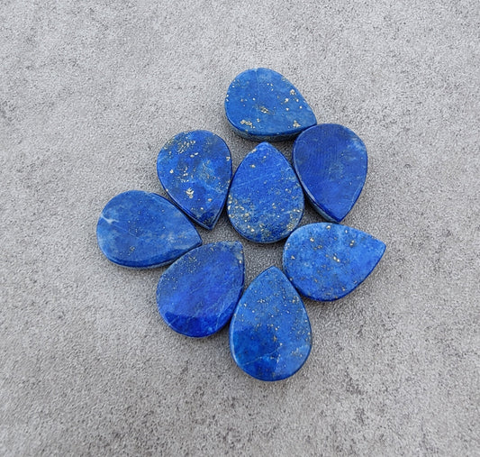 AAA+ QUALITY NATURAL LAPIS LAZULI TEARDROP COIN SHAPE BOTH SIDE FLAT BACK CALIBRATED PEAR SHAPE GEMSTONES, ALL SIZES AVAILABLE