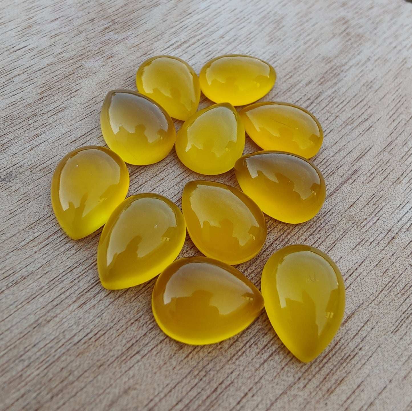 AAA+ QUALITY NATURAL MANGO CHALCEDONY PEAR SHAPE CABOCHON SHAPE FLAT BACK CALIBRATED TEARDROP SAPE GEMSTONES, ALL SIZES AVAILABLE