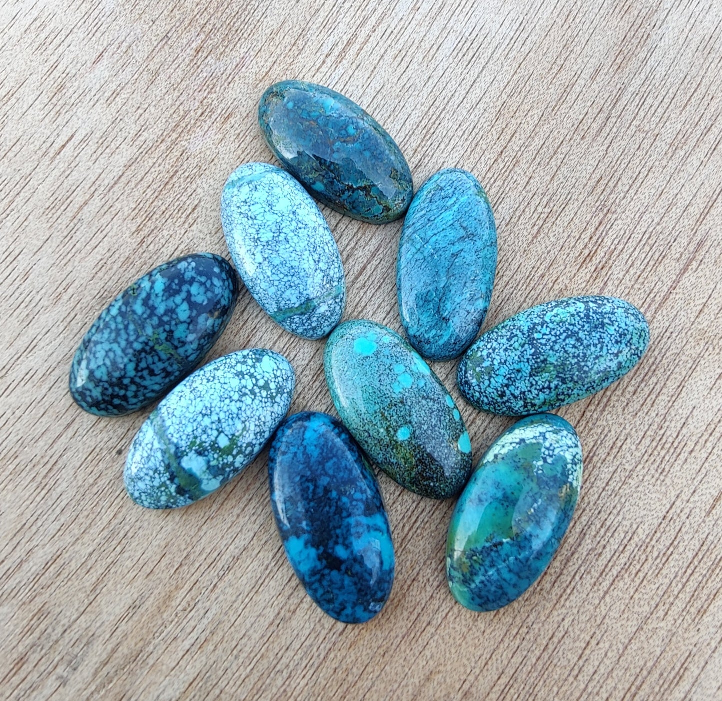 AAA+ QUALITY NATURAL TIBETAN TURQUOISE BIG OVAL SHAPE CABOCHON FLAT BACK CALIBRATED GEMSTONES, ALL SIZES AVAILABLE