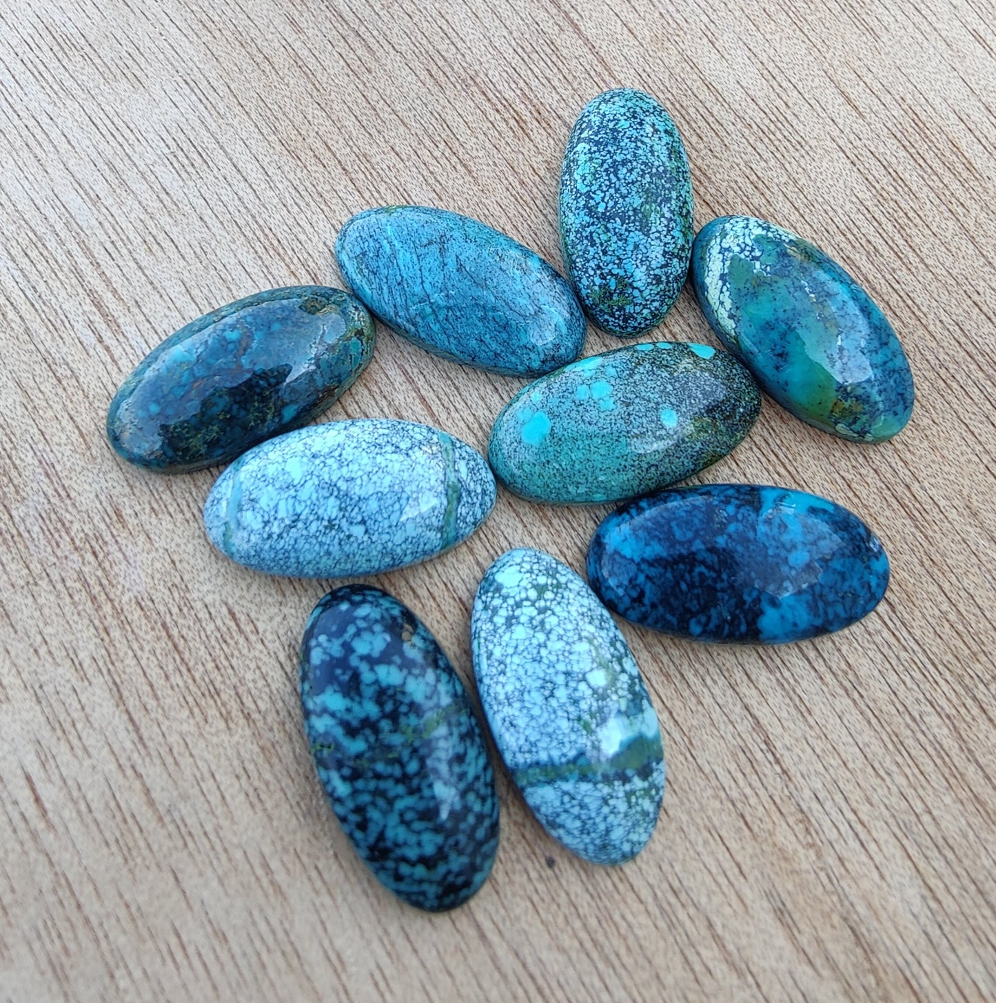 AAA+ QUALITY NATURAL TIBETAN TURQUOISE BIG OVAL SHAPE CABOCHON FLAT BACK CALIBRATED GEMSTONES, ALL SIZES AVAILABLE