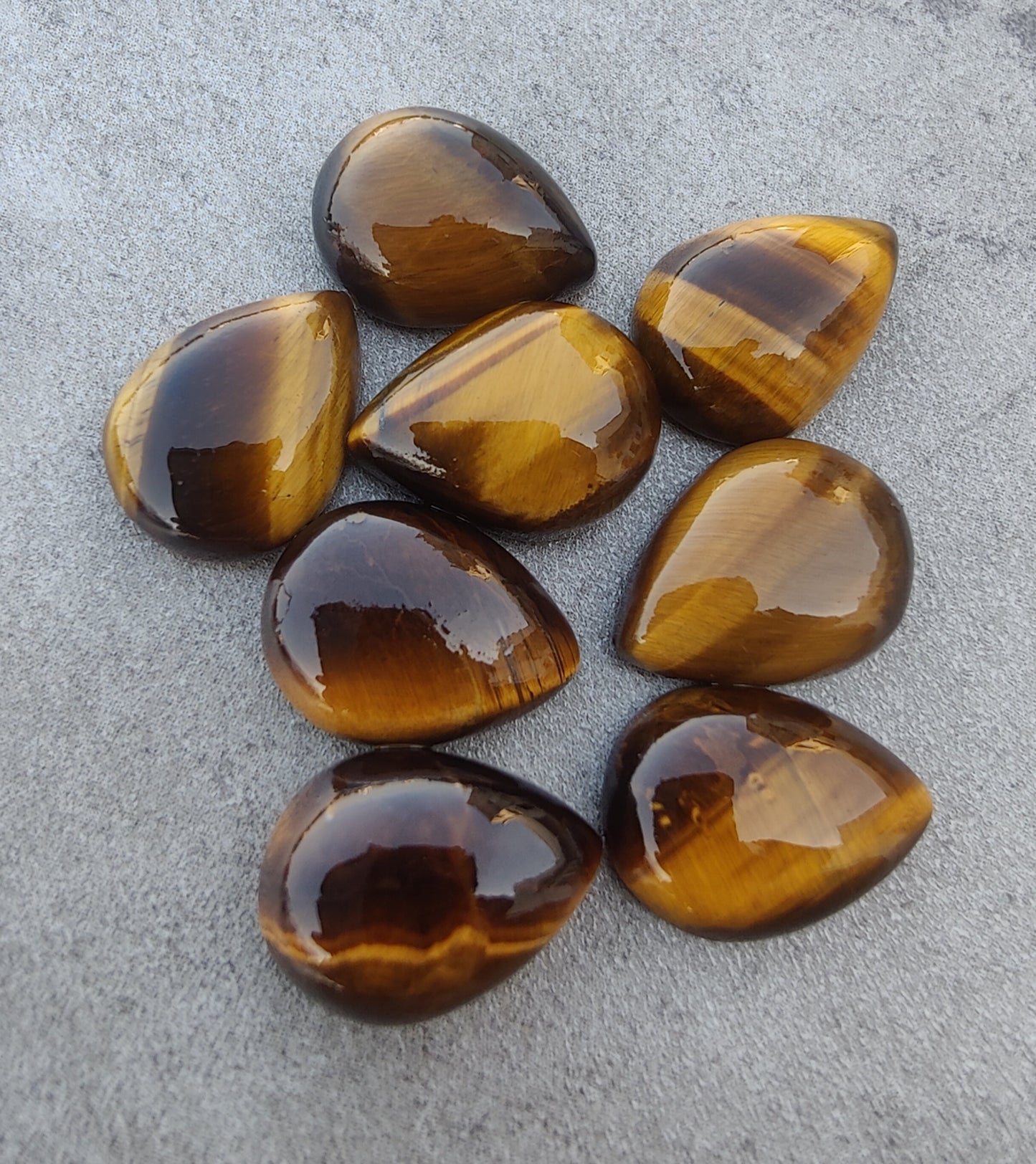 NATURAL TIGER EYE CABOCHON PEAR SHAPE FLAT BACK CALIBRATED TEARDROP SHAPE GEMSTONES, ALL SIZES AVAILABLE