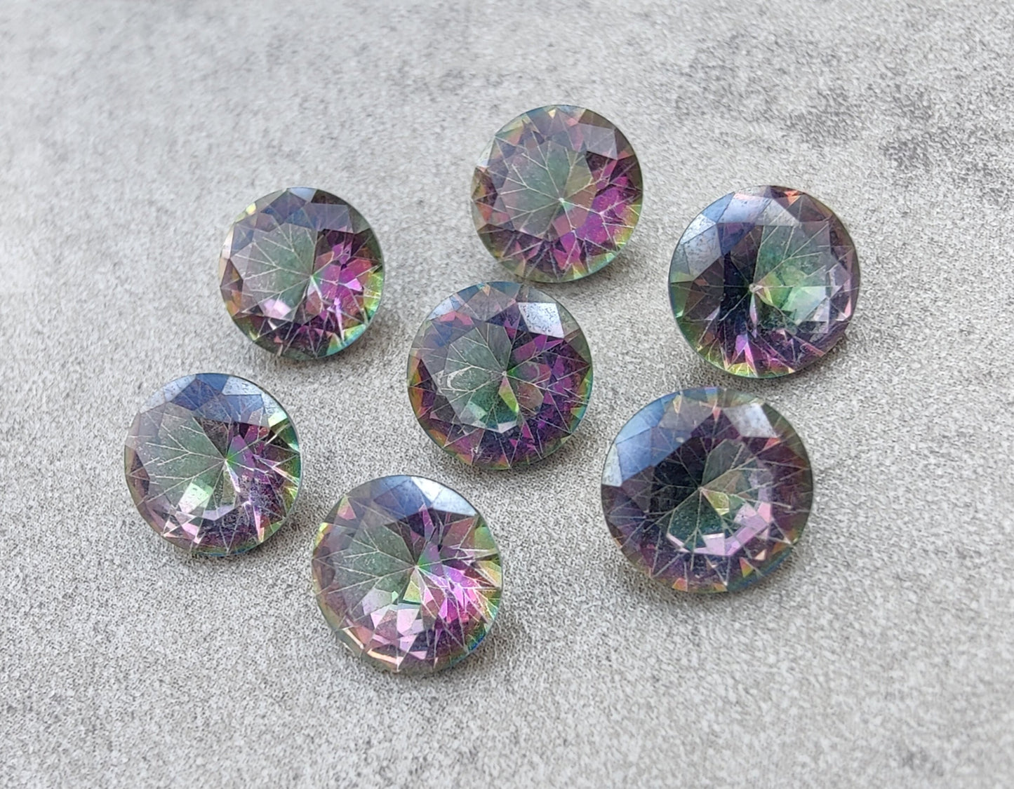 NATURAL MYSTIC QUARTZ ROUND SHAPE FACETED CUT CALIBRATED TOP GRADE GEMSTONES