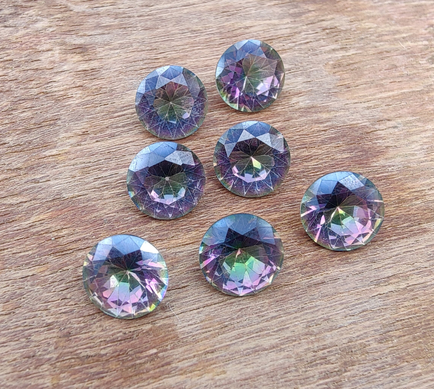 NATURAL MYSTIC QUARTZ ROUND SHAPE FACETED CUT CALIBRATED TOP GRADE GEMSTONES