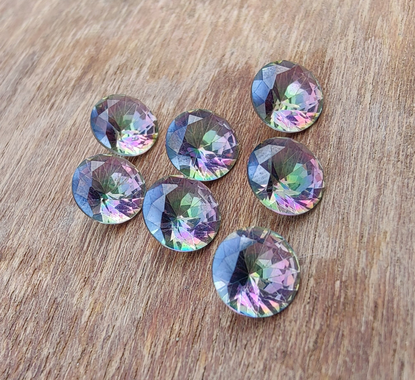 NATURAL MYSTIC QUARTZ ROUND SHAPE FACETED CUT CALIBRATED TOP GRADE GEMSTONES