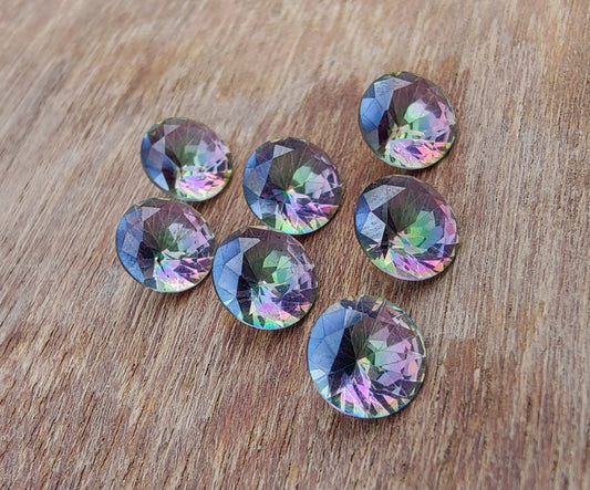 NATURAL MYSTIC QUARTZ ROUND SHAPE FACETED CUT CALIBRATED TOP GRADE GEMSTONES