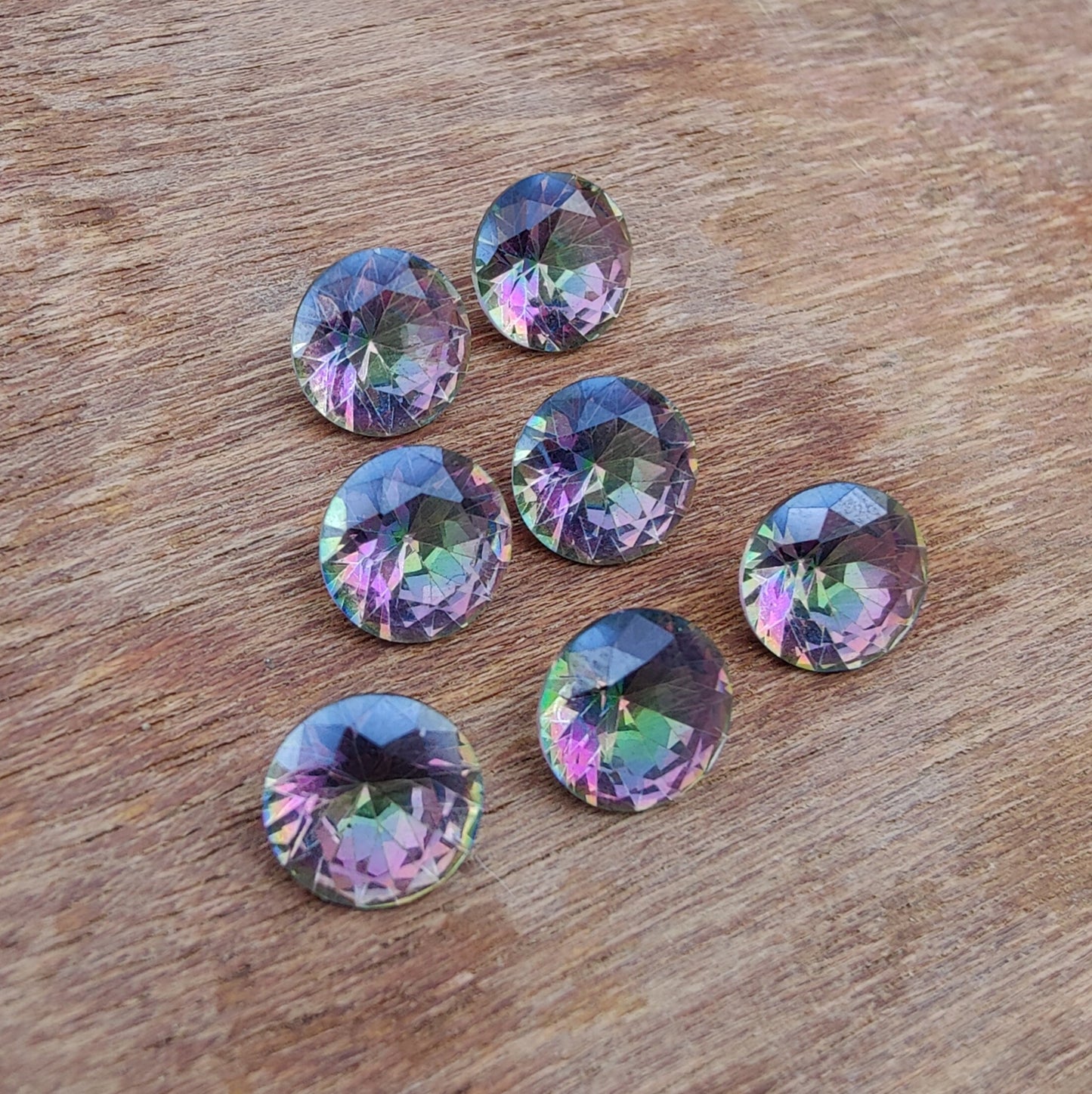NATURAL MYSTIC QUARTZ ROUND SHAPE FACETED CUT CALIBRATED TOP GRADE GEMSTONES