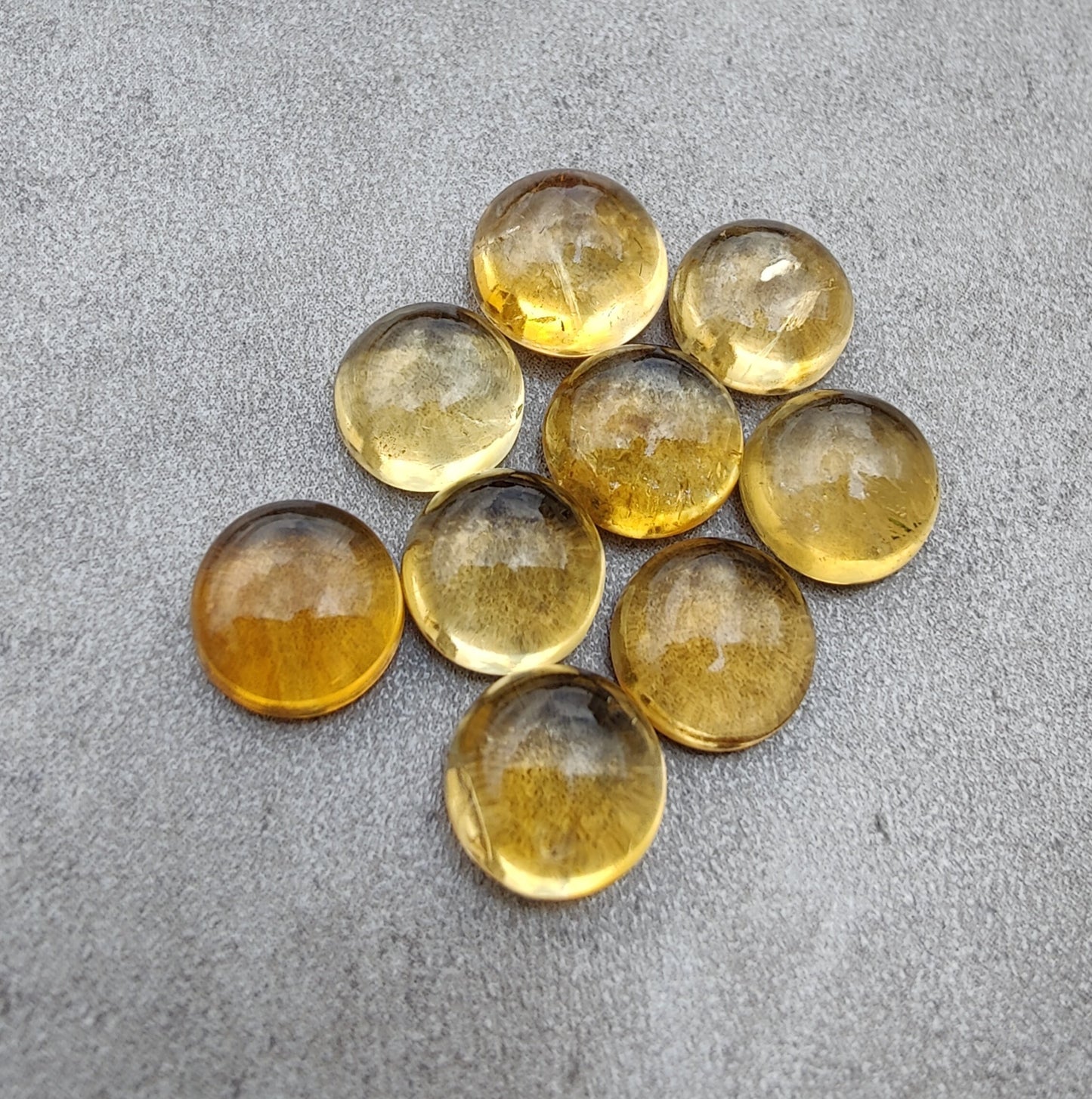 AAA+ QUALITY NATURAL CITRINE CABOCHON ROUND SHAPE FLAT BACK CALIBRATED GEMSTONES