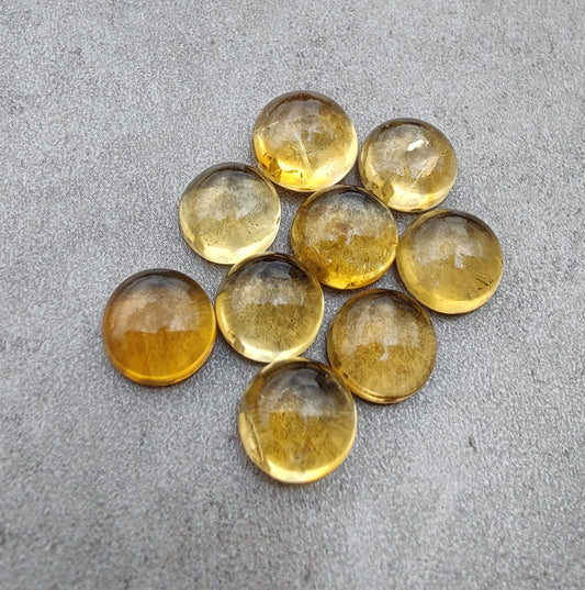 AAA+ QUALITY NATURAL CITRINE CABOCHON ROUND SHAPE FLAT BACK CALIBRATED GEMSTONES