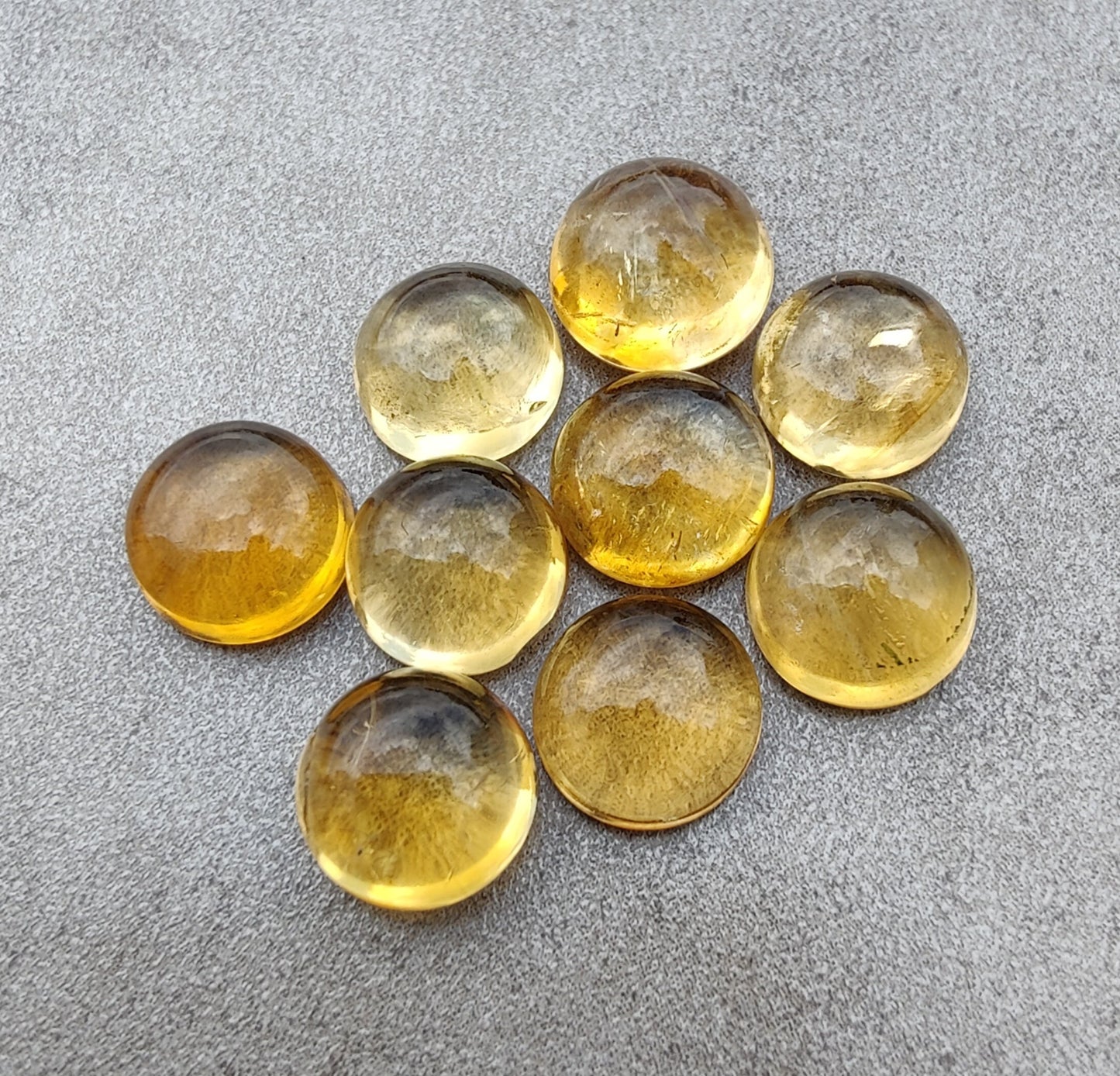 AAA+ QUALITY NATURAL CITRINE CABOCHON ROUND SHAPE FLAT BACK CALIBRATED GEMSTONES
