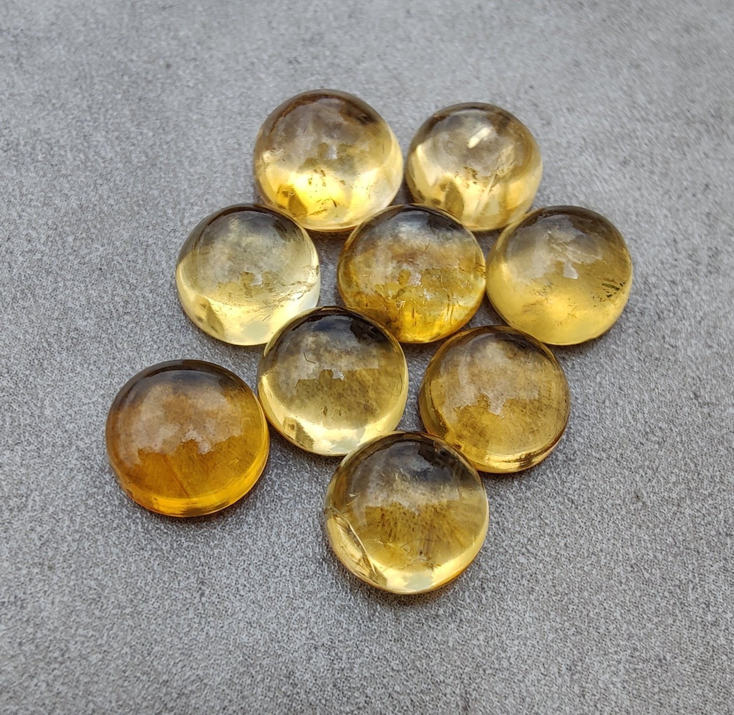 AAA+ QUALITY NATURAL CITRINE CABOCHON ROUND SHAPE FLAT BACK CALIBRATED GEMSTONES