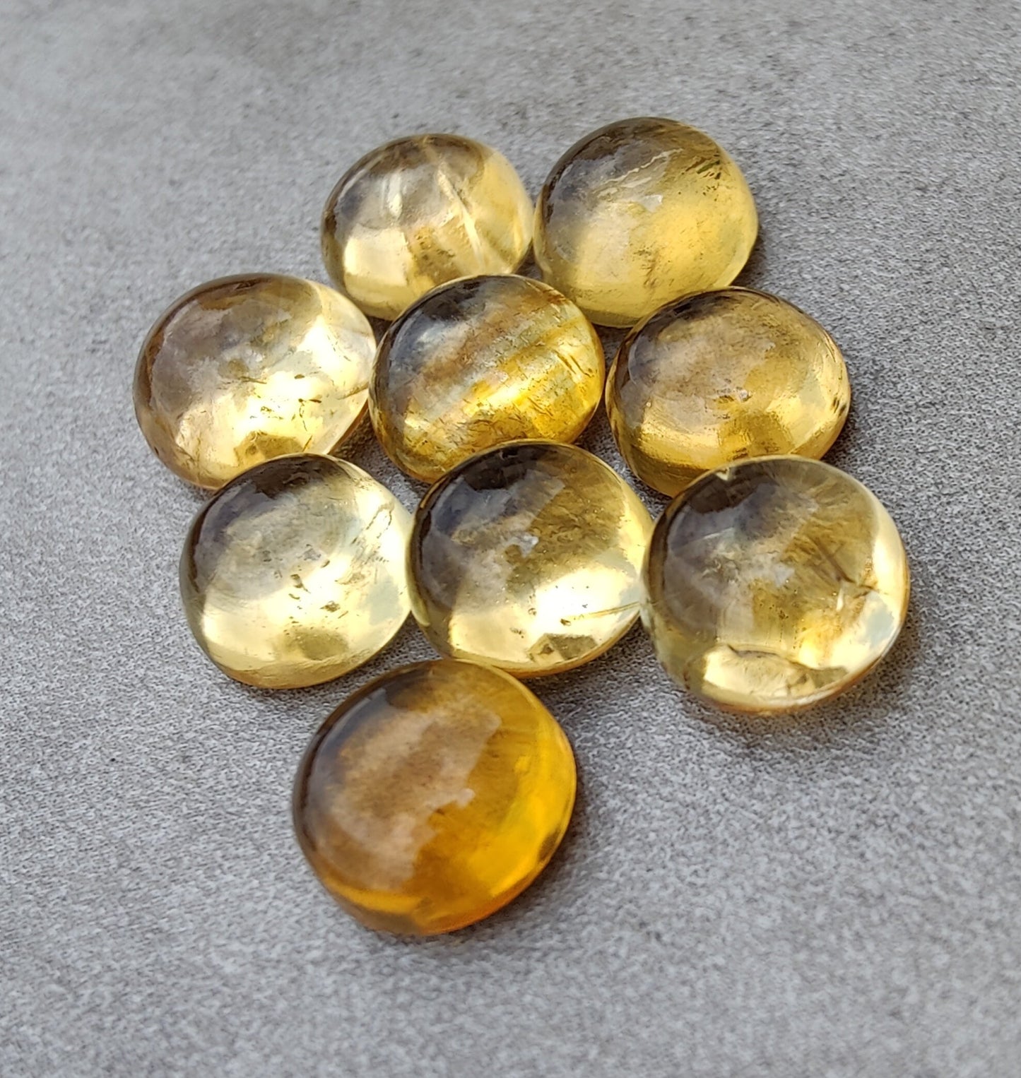 AAA+ QUALITY NATURAL CITRINE CABOCHON ROUND SHAPE FLAT BACK CALIBRATED GEMSTONES