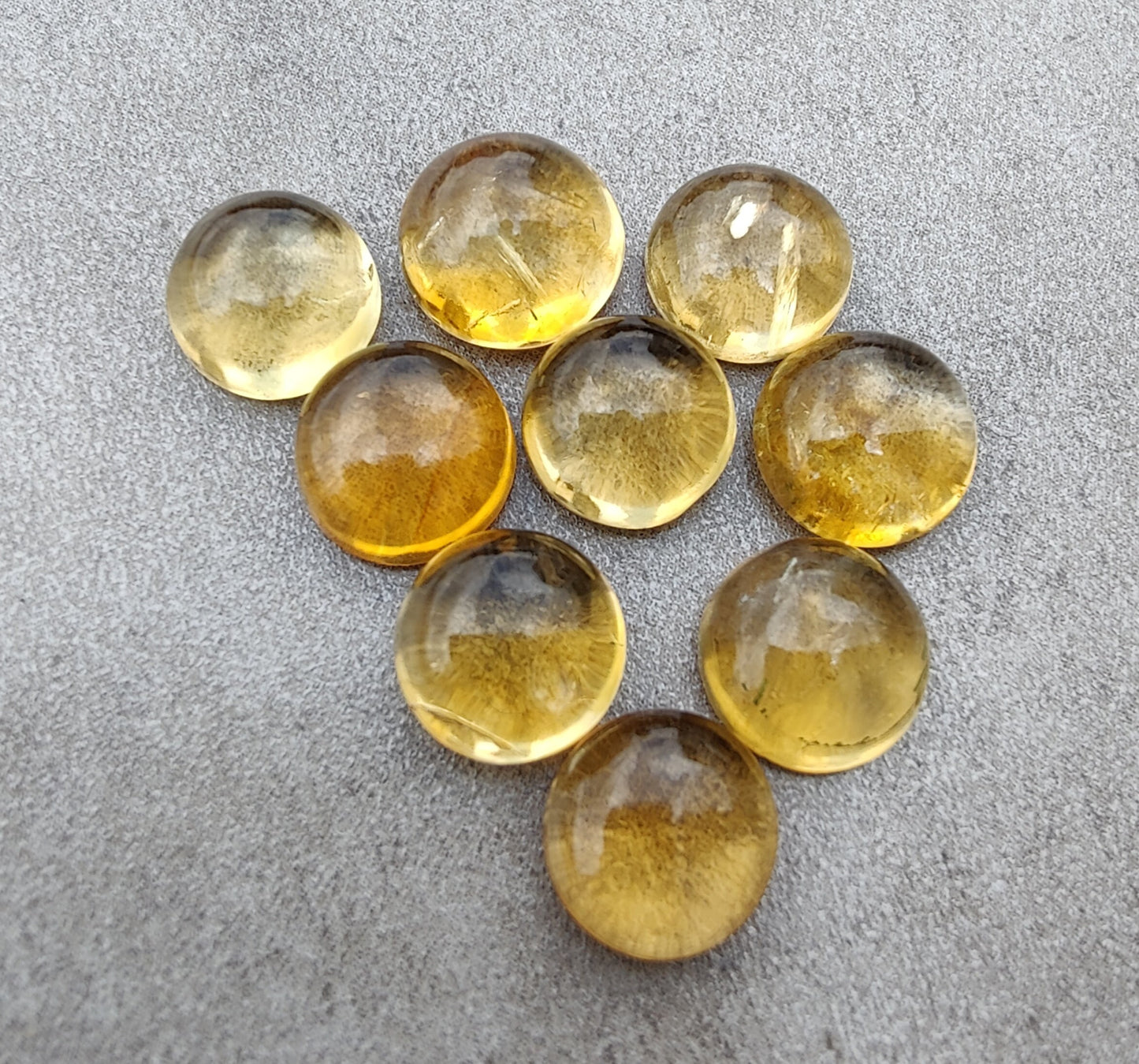 AAA+ QUALITY NATURAL CITRINE CABOCHON ROUND SHAPE FLAT BACK CALIBRATED GEMSTONES