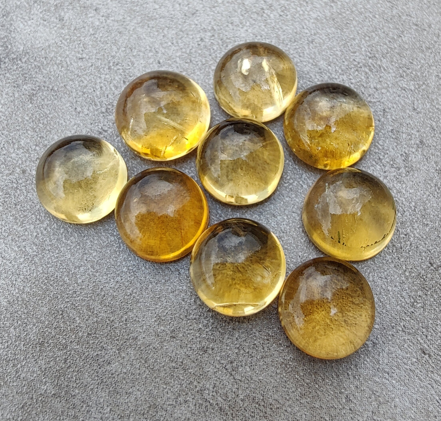 AAA+ QUALITY NATURAL CITRINE CABOCHON ROUND SHAPE FLAT BACK CALIBRATED GEMSTONES