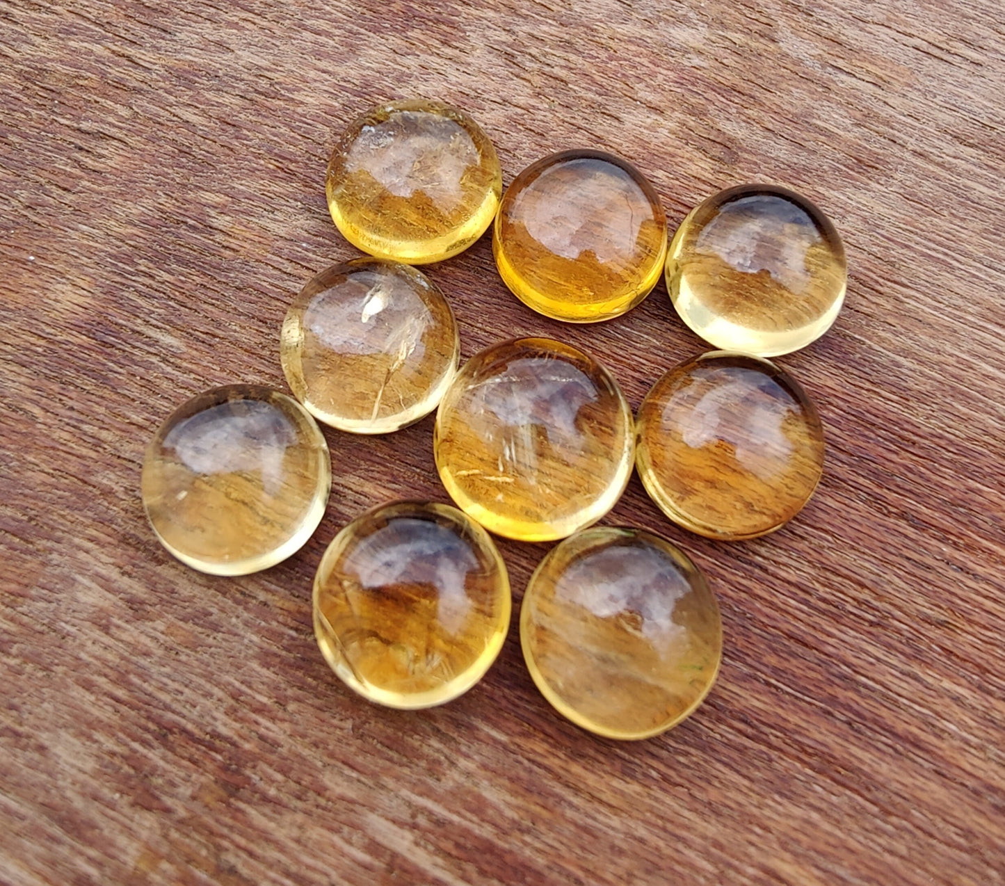 AAA+ QUALITY NATURAL CITRINE CABOCHON ROUND SHAPE FLAT BACK CALIBRATED GEMSTONES