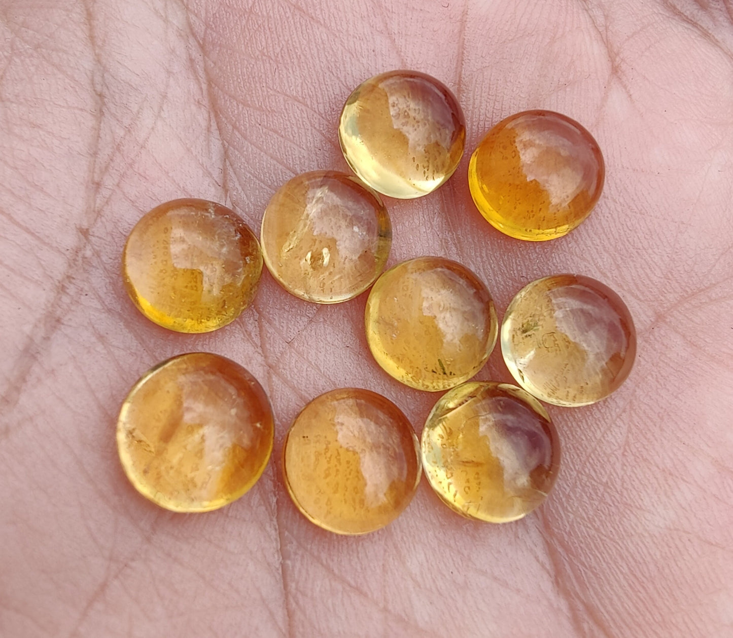 AAA+ QUALITY NATURAL CITRINE CABOCHON ROUND SHAPE FLAT BACK CALIBRATED GEMSTONES