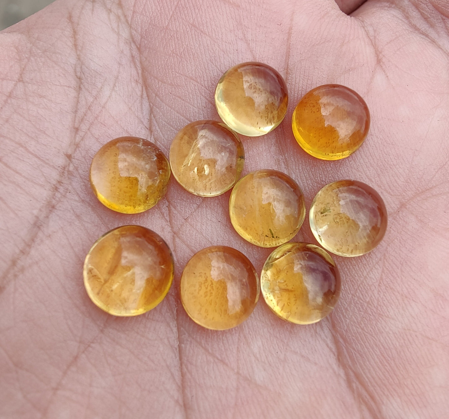 AAA+ QUALITY NATURAL CITRINE CABOCHON ROUND SHAPE FLAT BACK CALIBRATED GEMSTONES