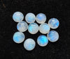 AAA+ QUALITY NATURAL RAINBOW MOONSTONE ROUND SHAPE CABOCHON FLAT BACK CALIBRATED GEMSTONES, ALL SIZES AVAILABLE