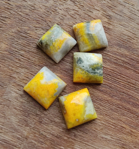 AAA+ QUALITY NATURAL BUMBLE BEE JASPER CABOCHON SQUARE SHAPE FLAT BACK CALIBRATED GEMSTONE, ALL SIZES AVAILABLE
