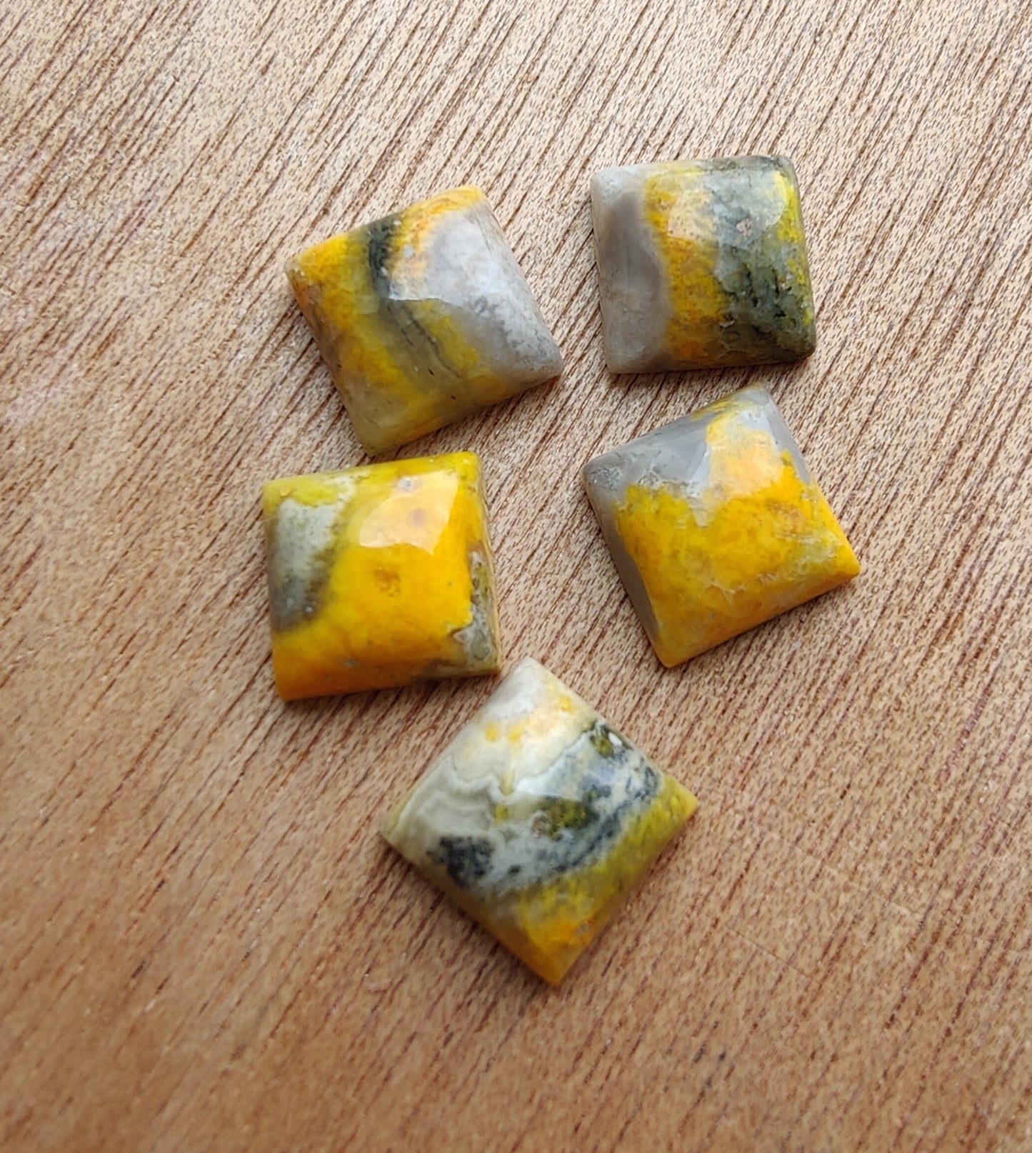 AAA+ QUALITY NATURAL BUMBLE BEE JASPER CABOCHON SQUARE SHAPE FLAT BACK CALIBRATED GEMSTONE, ALL SIZES AVAILABLE