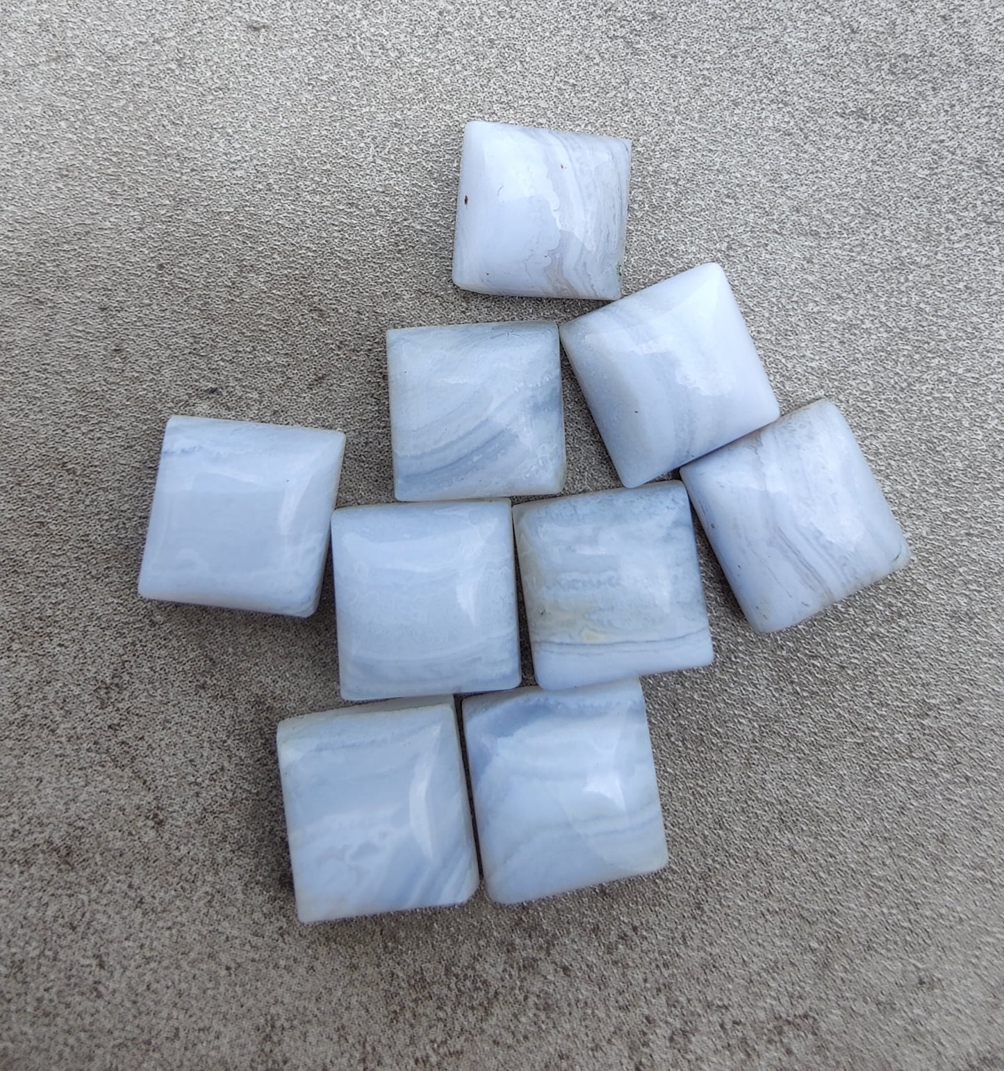 AAA+ QUALITY NATURAL BLUE LACE AGATE SQUARE SHAPE CABOCHON FLAT BACK CALIBRATED GEMSTONES, ALL SIZES AVAILABLE