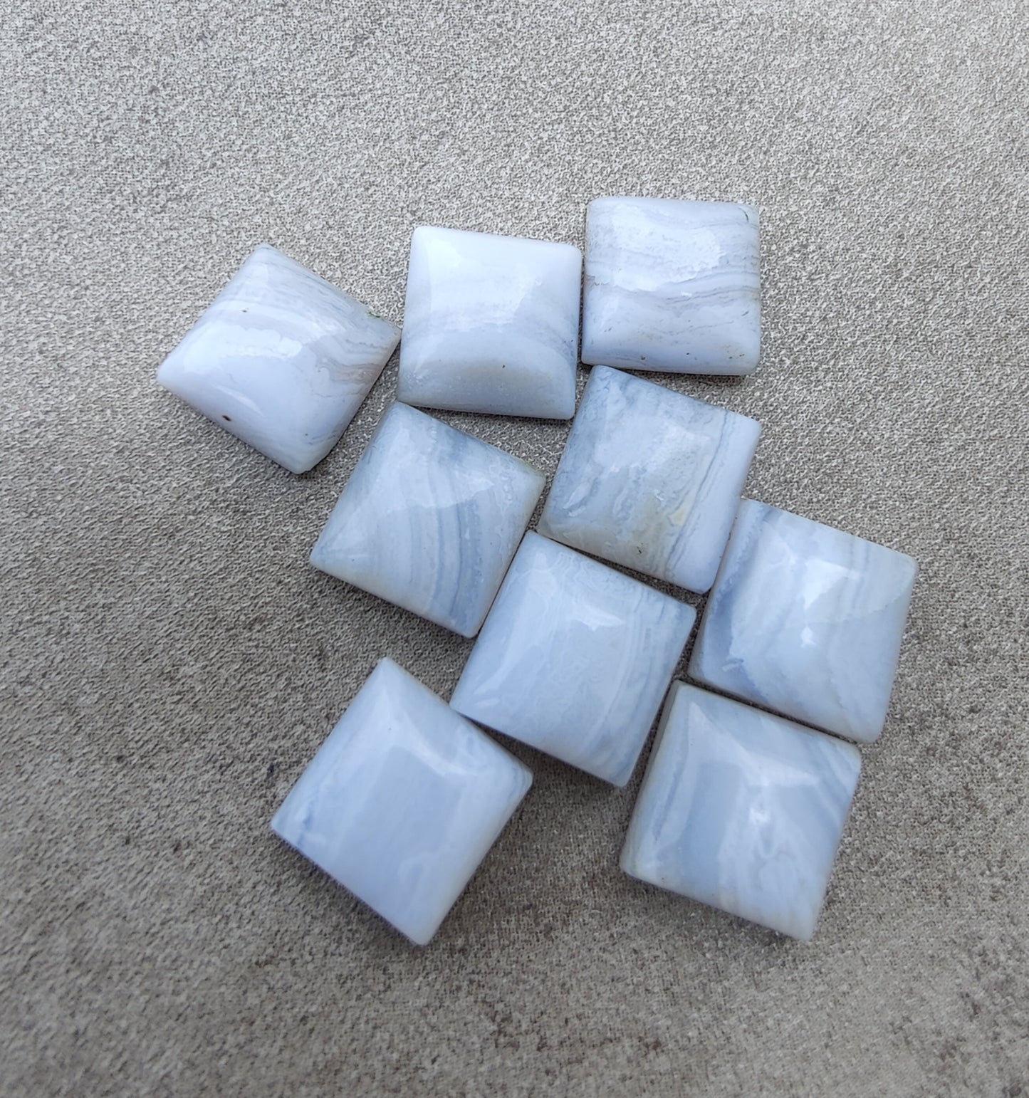 AAA+ QUALITY NATURAL BLUE LACE AGATE SQUARE SHAPE CABOCHON FLAT BACK CALIBRATED GEMSTONES, ALL SIZES AVAILABLE