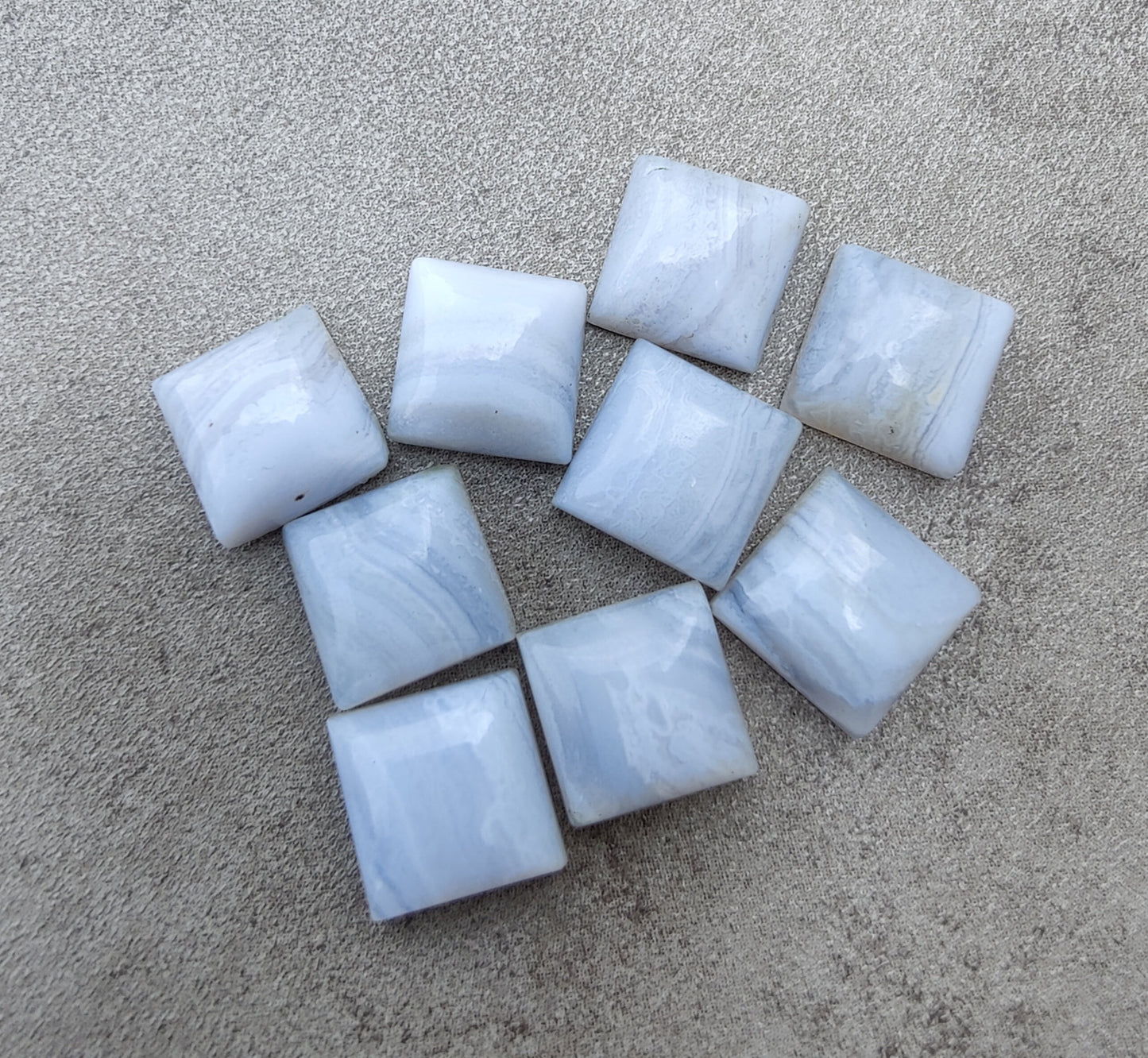 AAA+ QUALITY NATURAL BLUE LACE AGATE SQUARE SHAPE CABOCHON FLAT BACK CALIBRATED GEMSTONES, ALL SIZES AVAILABLE