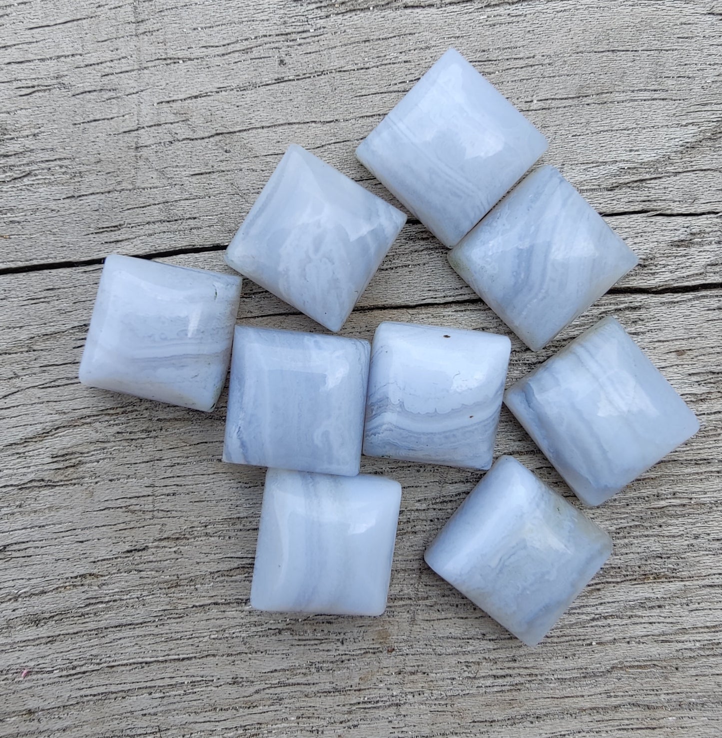 AAA+ QUALITY NATURAL BLUE LACE AGATE SQUARE SHAPE CABOCHON FLAT BACK CALIBRATED GEMSTONES, ALL SIZES AVAILABLE