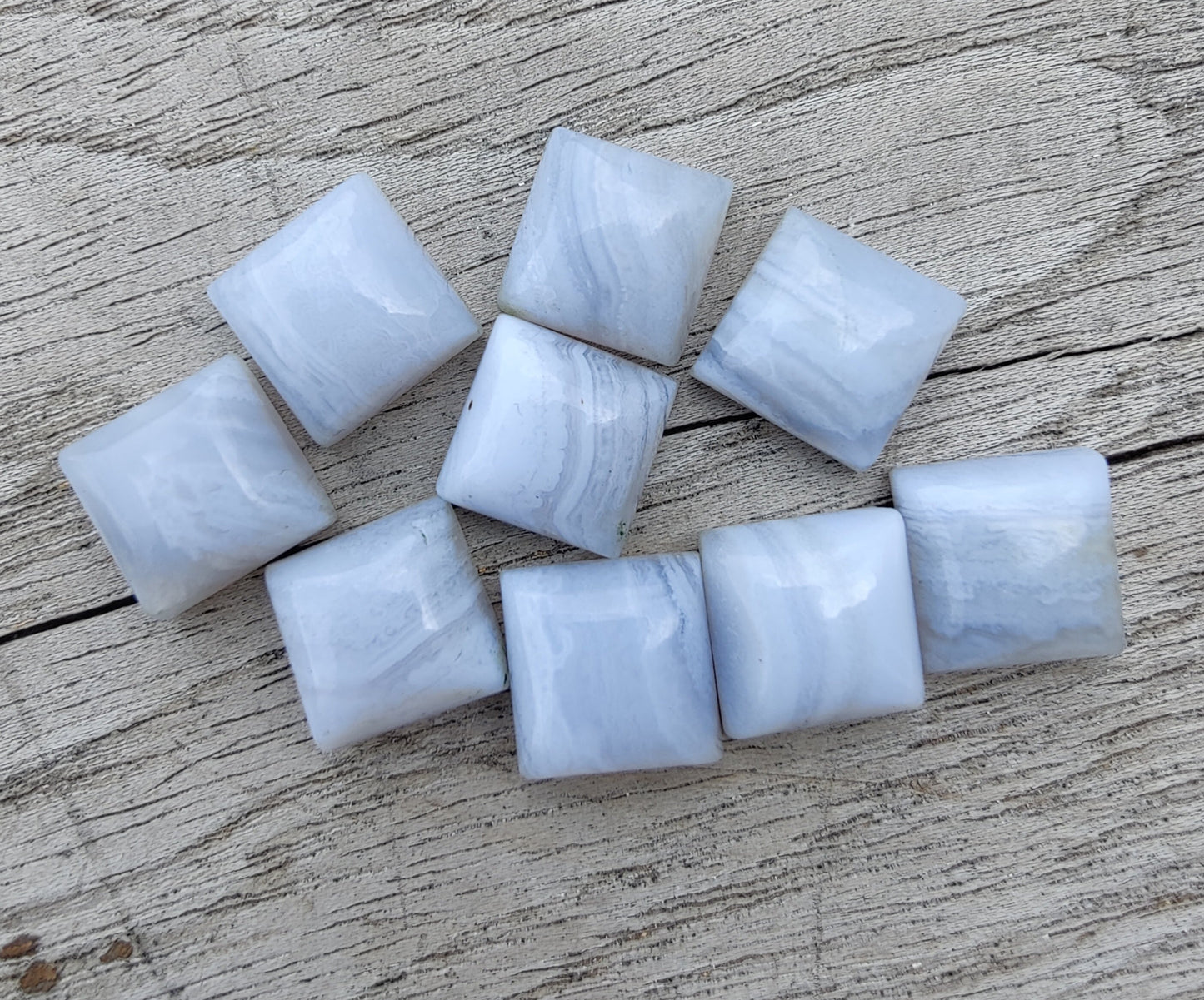 AAA+ QUALITY NATURAL BLUE LACE AGATE SQUARE SHAPE CABOCHON FLAT BACK CALIBRATED GEMSTONES, ALL SIZES AVAILABLE