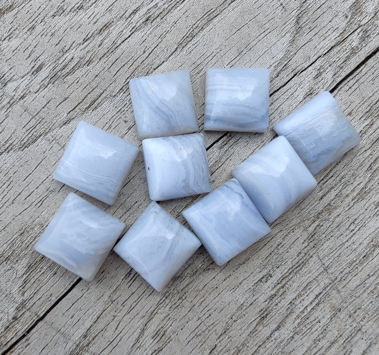 AAA+ QUALITY NATURAL BLUE LACE AGATE SQUARE SHAPE CABOCHON FLAT BACK CALIBRATED GEMSTONES, ALL SIZES AVAILABLE