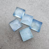 AAA+ QUALITY NATURAL AQUA MILKY SQUARE SHAPE CABOCHON FLAT BACK CALIBRATED GEMSTONES, ALL SIZES AVAILABLE