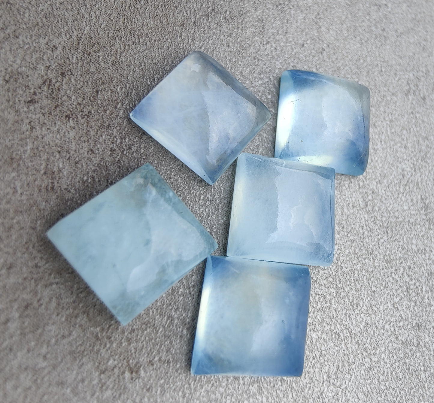AAA+ QUALITY NATURAL AQUA MILKY SQUARE SHAPE CABOCHON FLAT BACK CALIBRATED GEMSTONES, ALL SIZES AVAILABLE