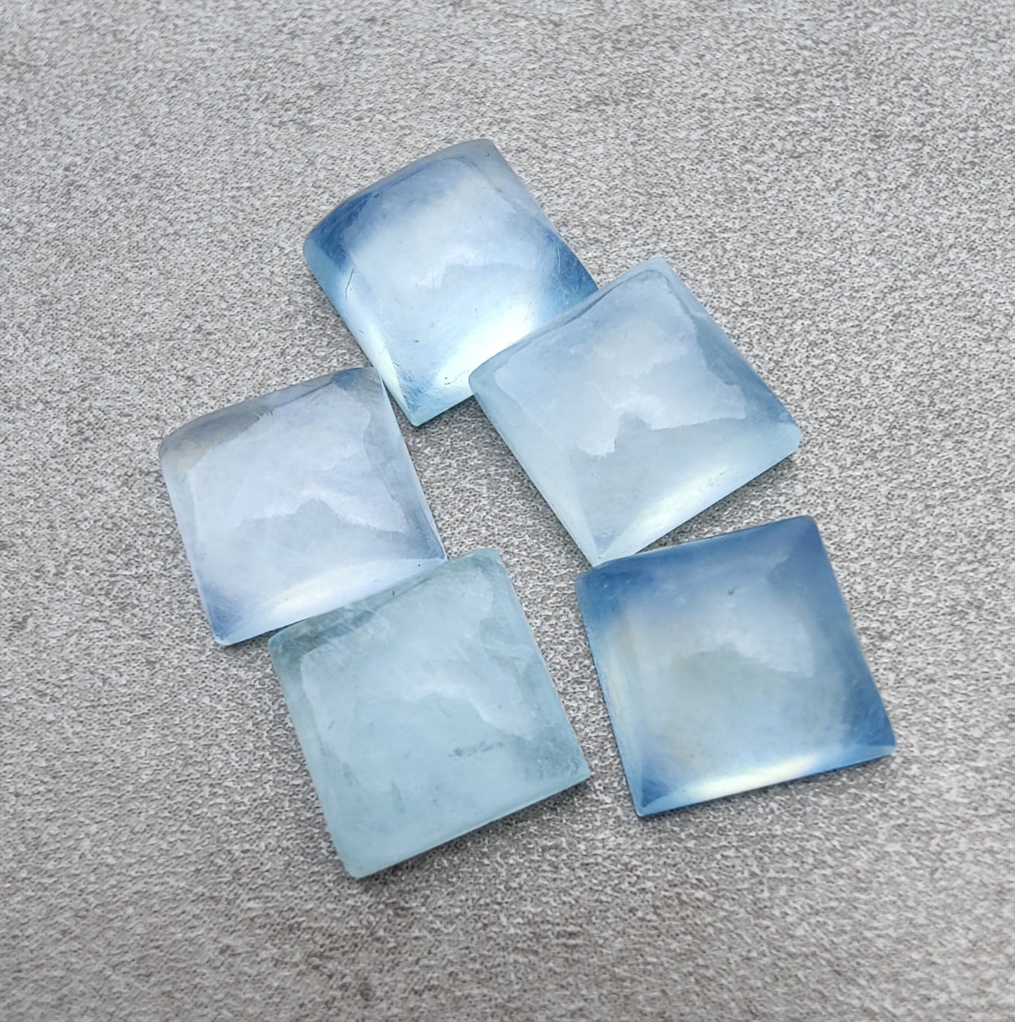 AAA+ QUALITY NATURAL AQUA MILKY SQUARE SHAPE CABOCHON FLAT BACK CALIBRATED GEMSTONES, ALL SIZES AVAILABLE