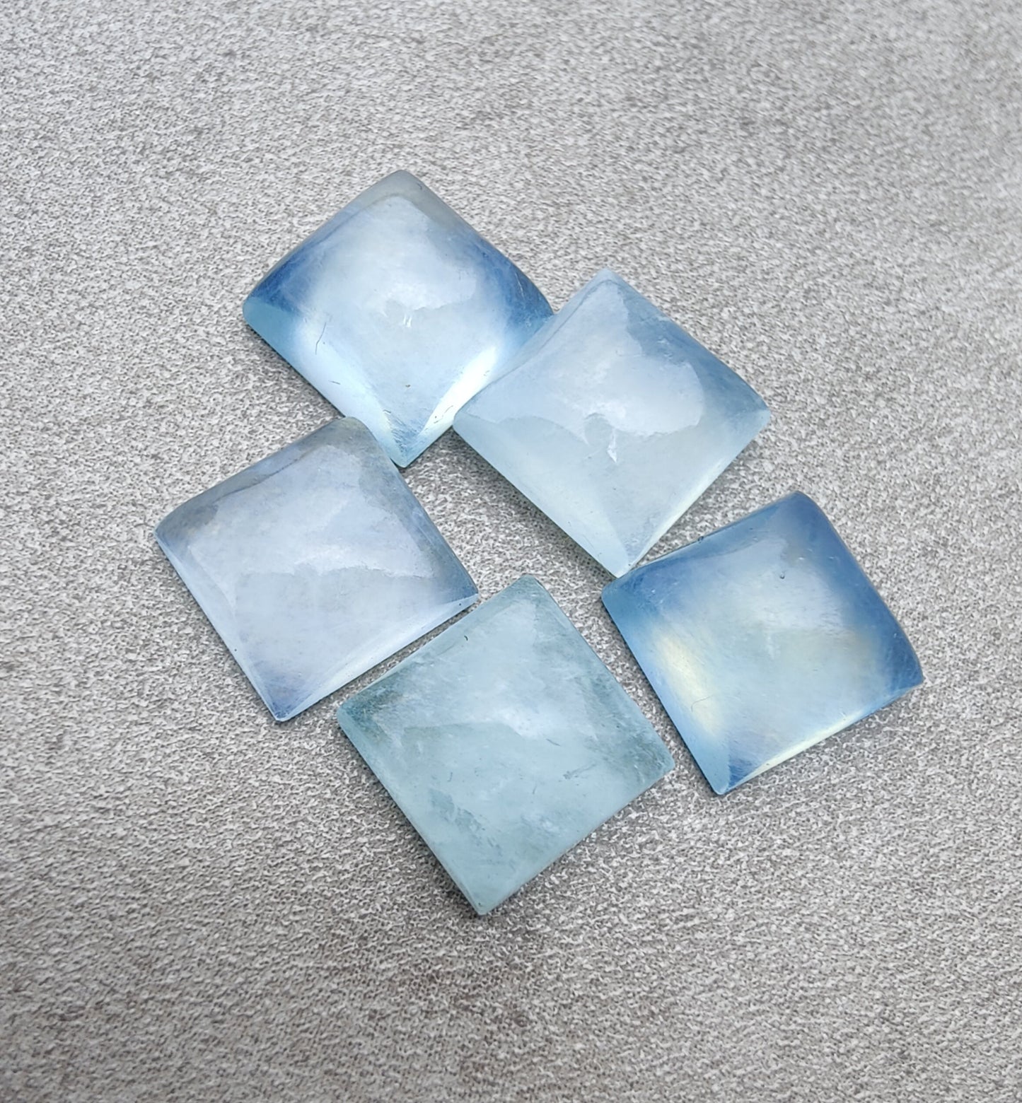 AAA+ QUALITY NATURAL AQUA MILKY SQUARE SHAPE CABOCHON FLAT BACK CALIBRATED GEMSTONES, ALL SIZES AVAILABLE