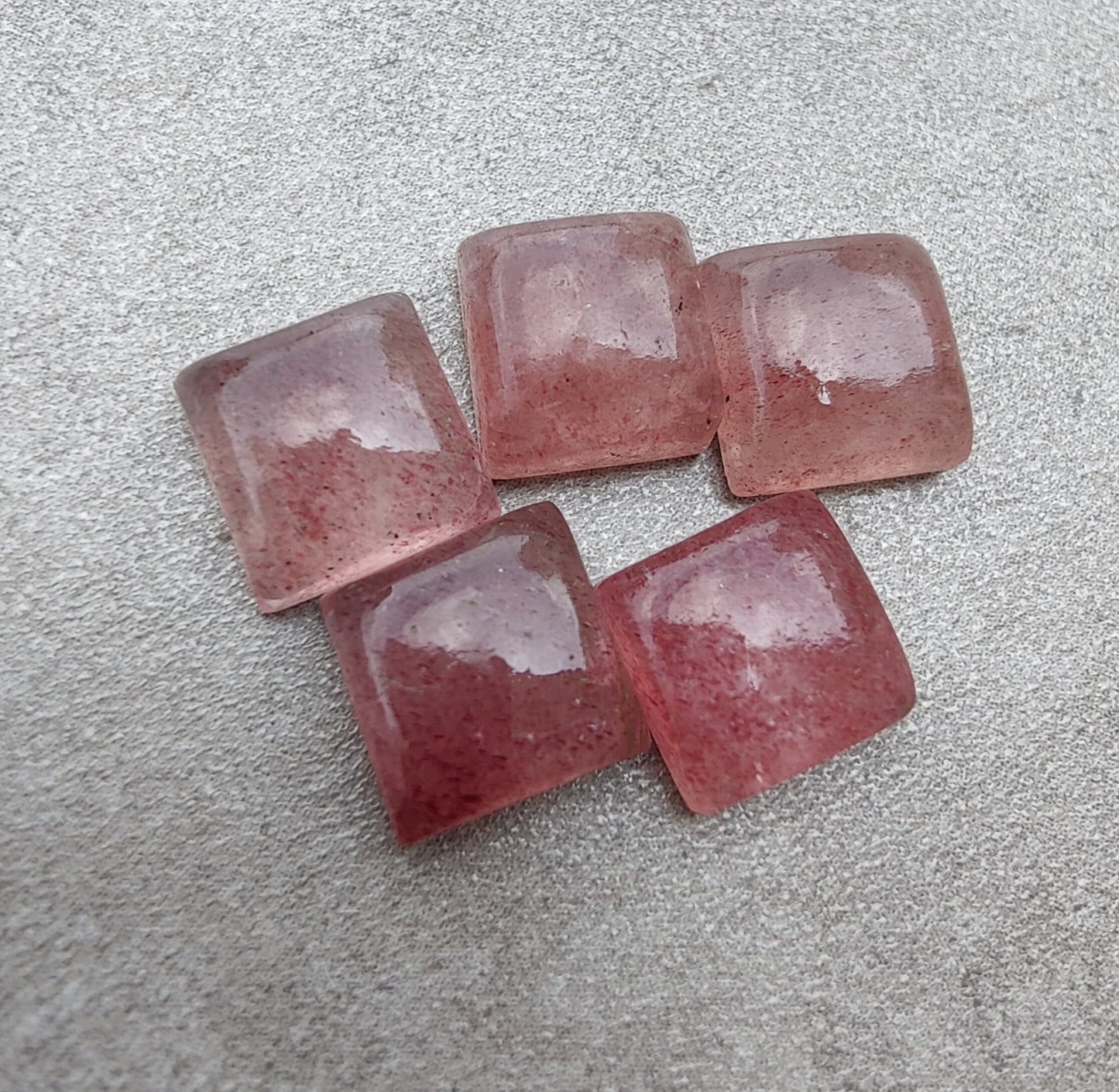 AAA+ QUALITY NATURAL STRAWBERRY QUARTZ SQUARE SHAPE CABOCHON FLAT BACK CALIBRATED GEMSTONES, ALL SIZES AVAILABLE