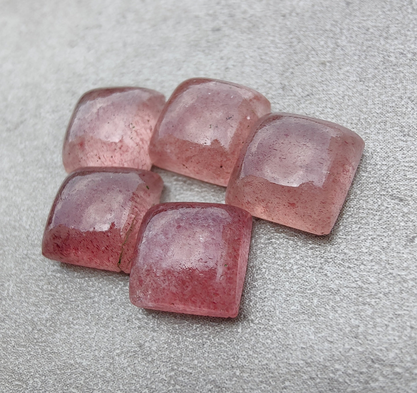 AAA+ QUALITY NATURAL STRAWBERRY QUARTZ SQUARE SHAPE CABOCHON FLAT BACK CALIBRATED GEMSTONES, ALL SIZES AVAILABLE