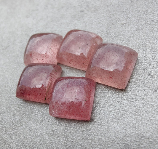 AAA+ QUALITY NATURAL STRAWBERRY QUARTZ SQUARE SHAPE CABOCHON FLAT BACK CALIBRATED GEMSTONES, ALL SIZES AVAILABLE