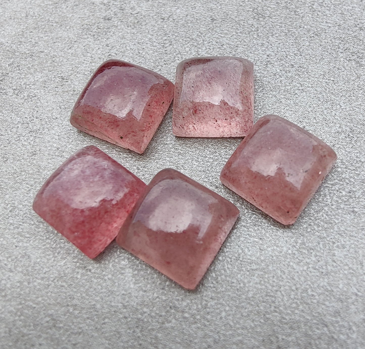 AAA+ QUALITY NATURAL STRAWBERRY QUARTZ SQUARE SHAPE CABOCHON FLAT BACK CALIBRATED GEMSTONES, ALL SIZES AVAILABLE
