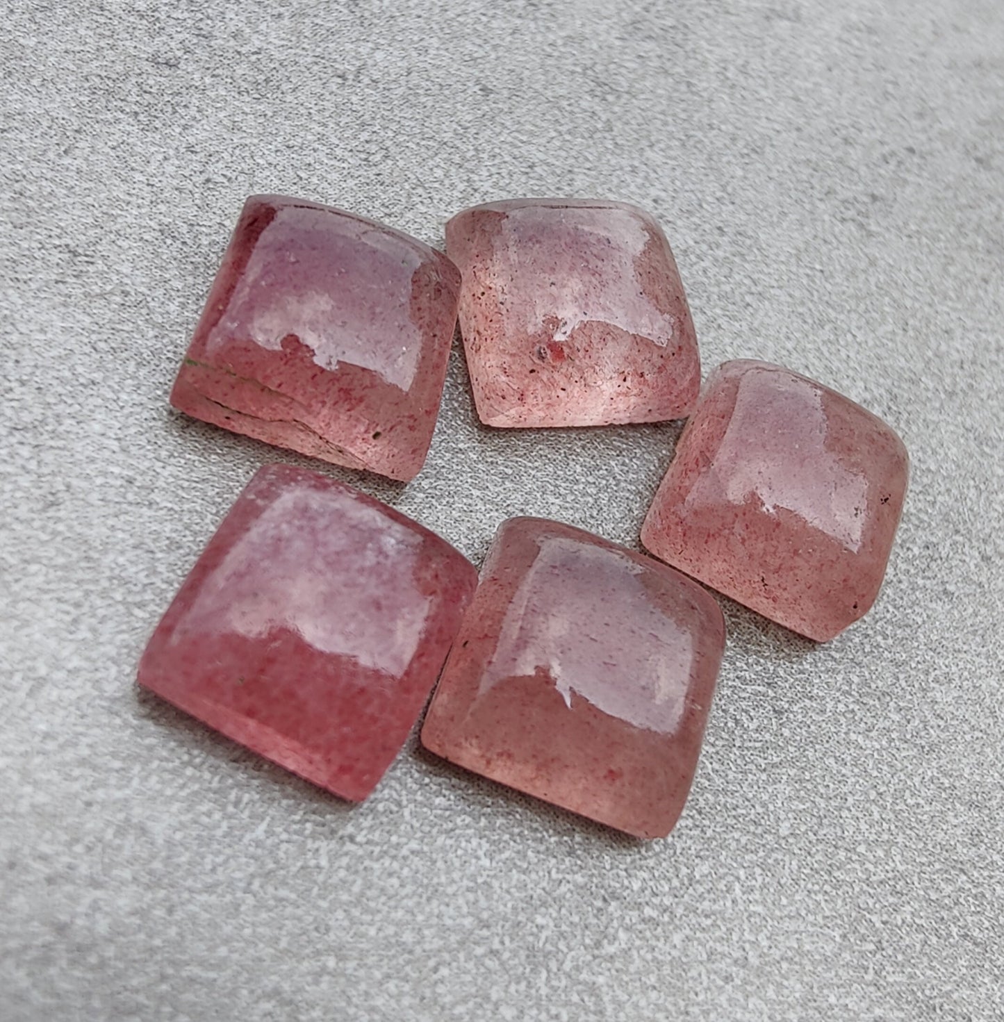 AAA+ QUALITY NATURAL STRAWBERRY QUARTZ SQUARE SHAPE CABOCHON FLAT BACK CALIBRATED GEMSTONES, ALL SIZES AVAILABLE