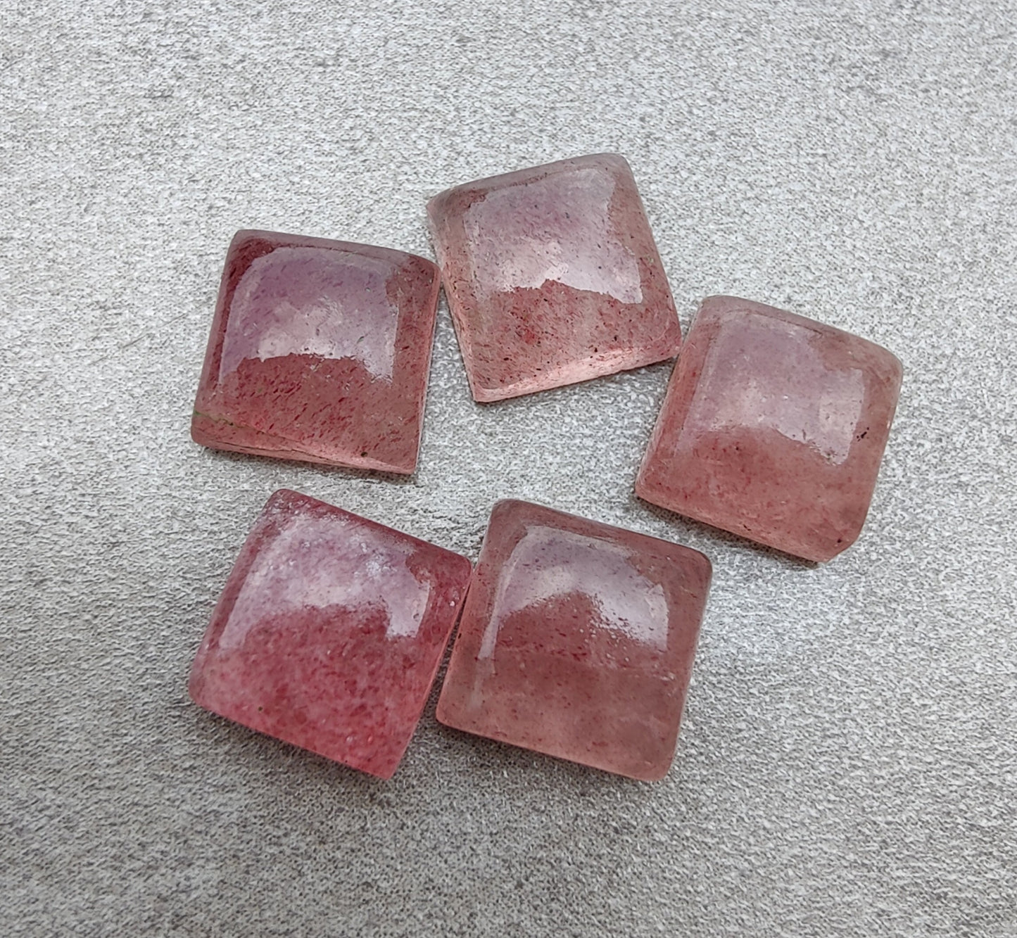 AAA+ QUALITY NATURAL STRAWBERRY QUARTZ SQUARE SHAPE CABOCHON FLAT BACK CALIBRATED GEMSTONES, ALL SIZES AVAILABLE