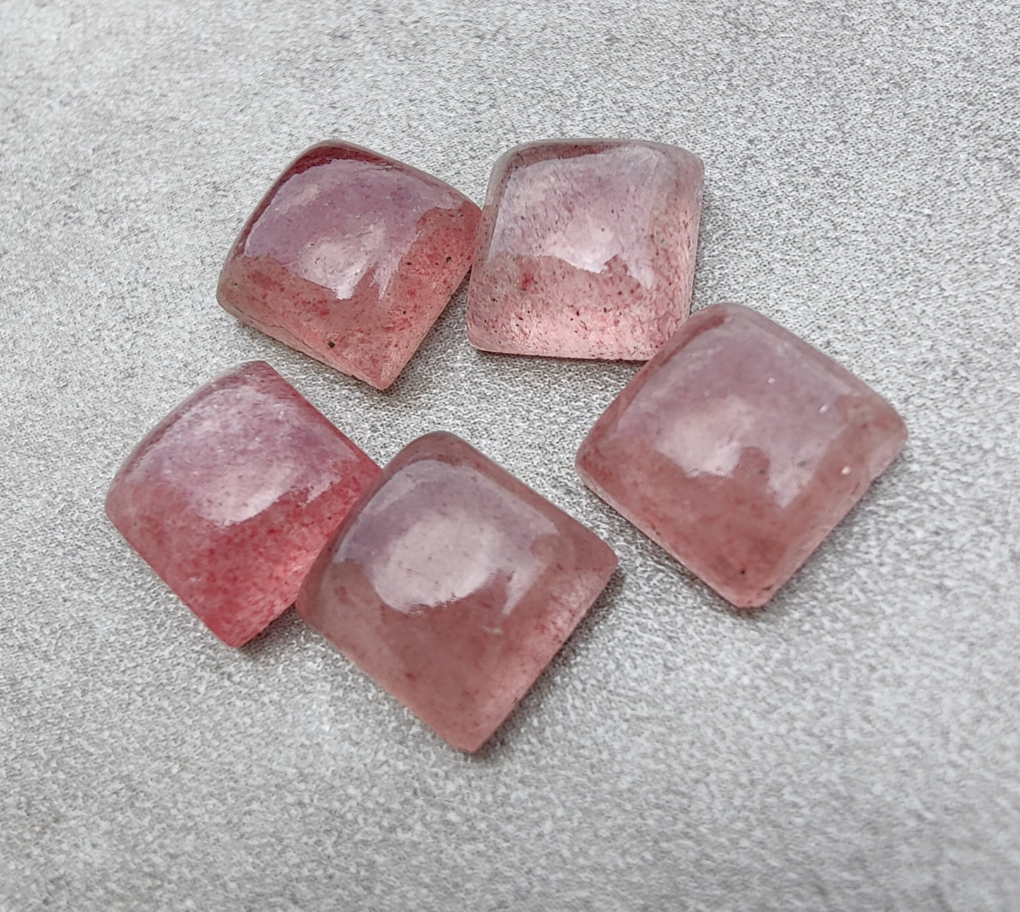 AAA+ QUALITY NATURAL STRAWBERRY QUARTZ SQUARE SHAPE CABOCHON FLAT BACK CALIBRATED GEMSTONES, ALL SIZES AVAILABLE