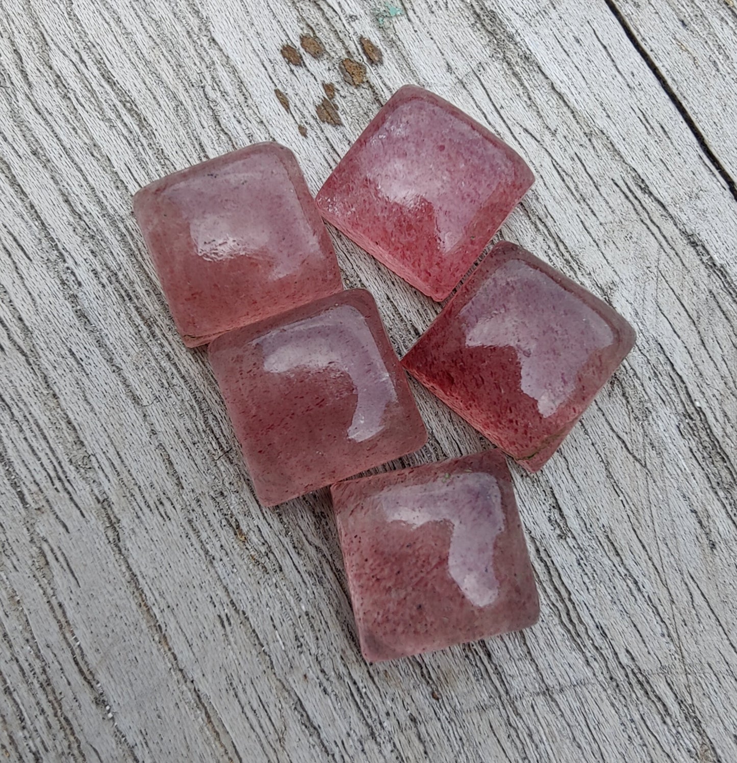 AAA+ QUALITY NATURAL STRAWBERRY QUARTZ SQUARE SHAPE CABOCHON FLAT BACK CALIBRATED GEMSTONES, ALL SIZES AVAILABLE