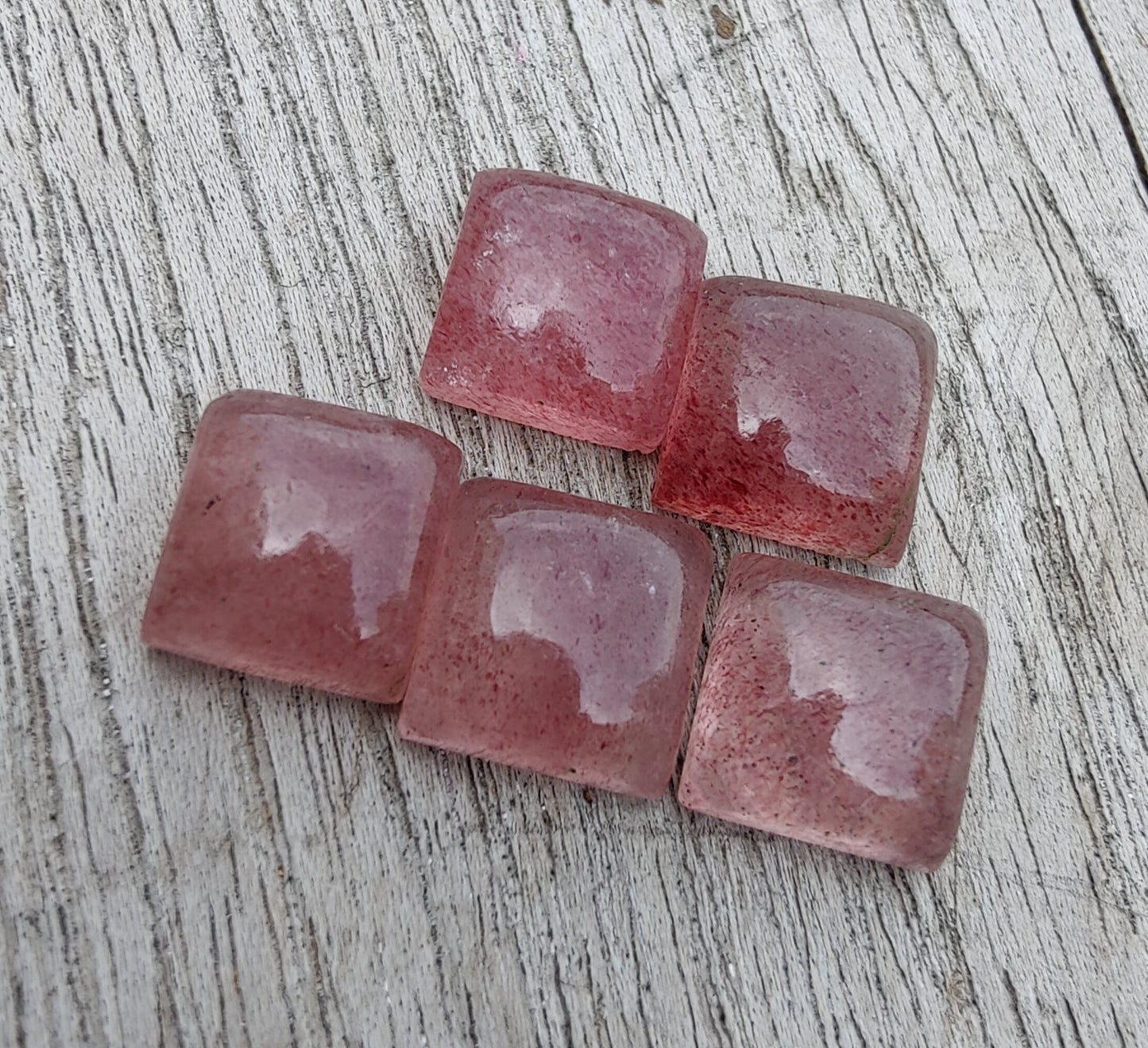 AAA+ QUALITY NATURAL STRAWBERRY QUARTZ SQUARE SHAPE CABOCHON FLAT BACK CALIBRATED GEMSTONES, ALL SIZES AVAILABLE