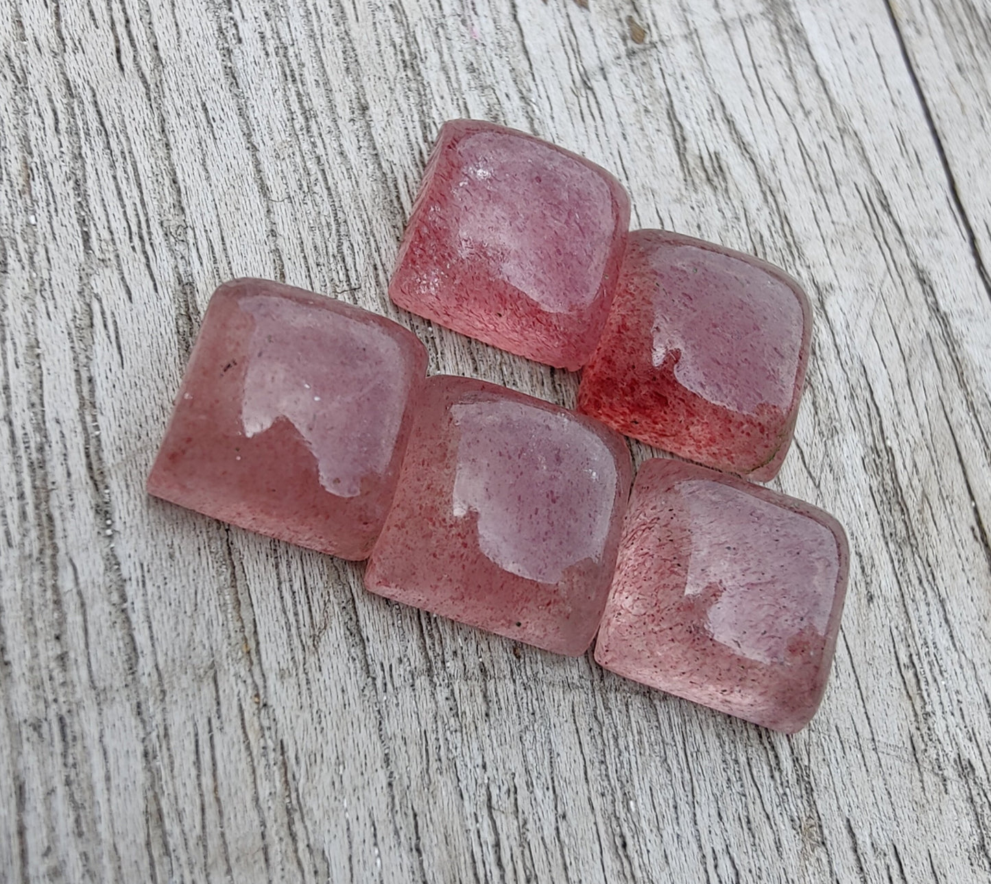 AAA+ QUALITY NATURAL STRAWBERRY QUARTZ SQUARE SHAPE CABOCHON FLAT BACK CALIBRATED GEMSTONES, ALL SIZES AVAILABLE