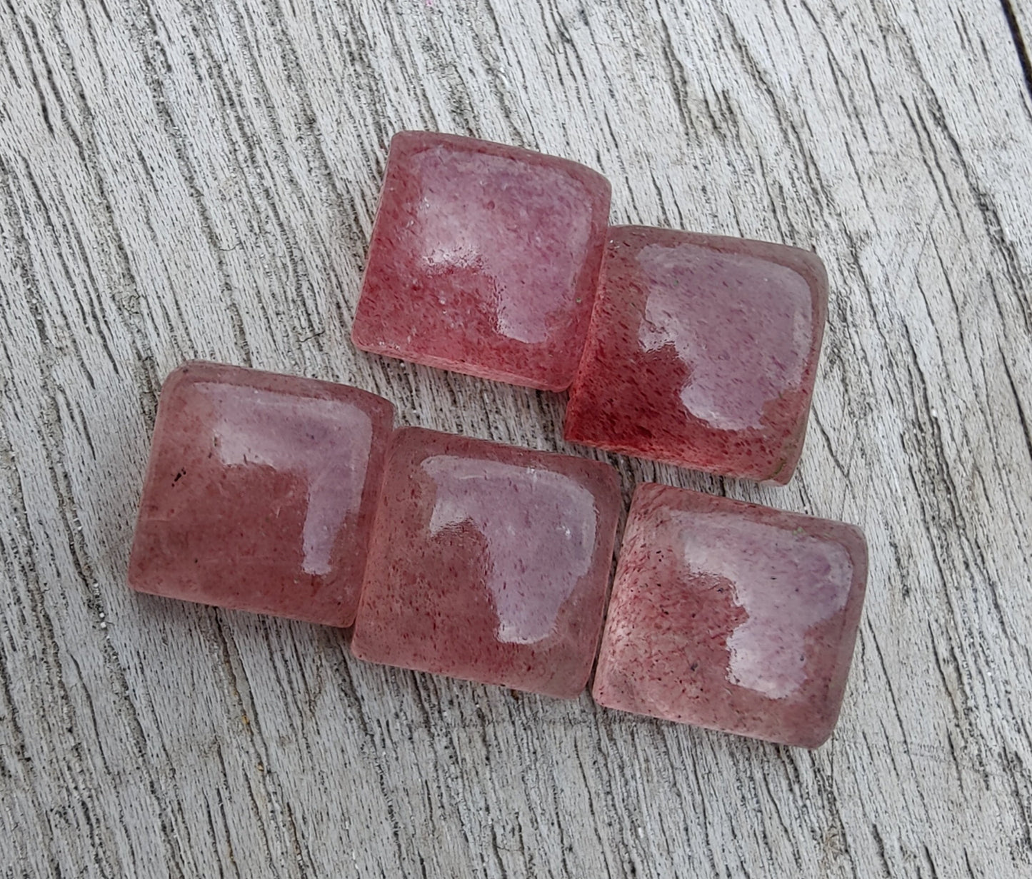 AAA+ QUALITY NATURAL STRAWBERRY QUARTZ SQUARE SHAPE CABOCHON FLAT BACK CALIBRATED GEMSTONES, ALL SIZES AVAILABLE