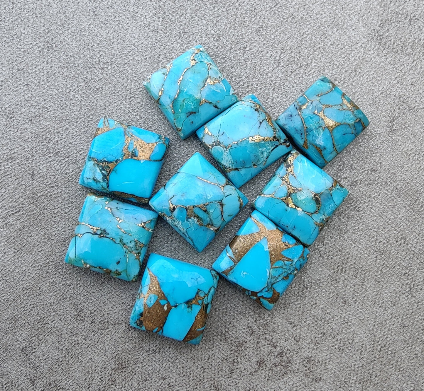 AAA+ QUALITY NATURAL BLUE COPPER TURQUOISE CABOCHON SQUARE SHAPE CALIBRATED GEMSTONES, ALL SIZES AVAILABLE