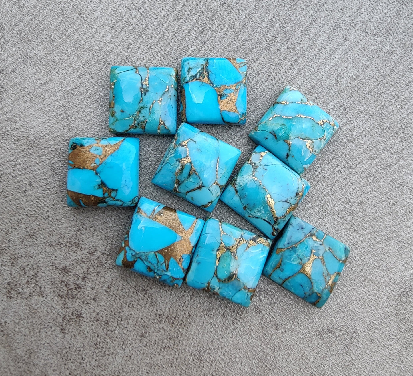 AAA+ QUALITY NATURAL BLUE COPPER TURQUOISE CABOCHON SQUARE SHAPE CALIBRATED GEMSTONES, ALL SIZES AVAILABLE