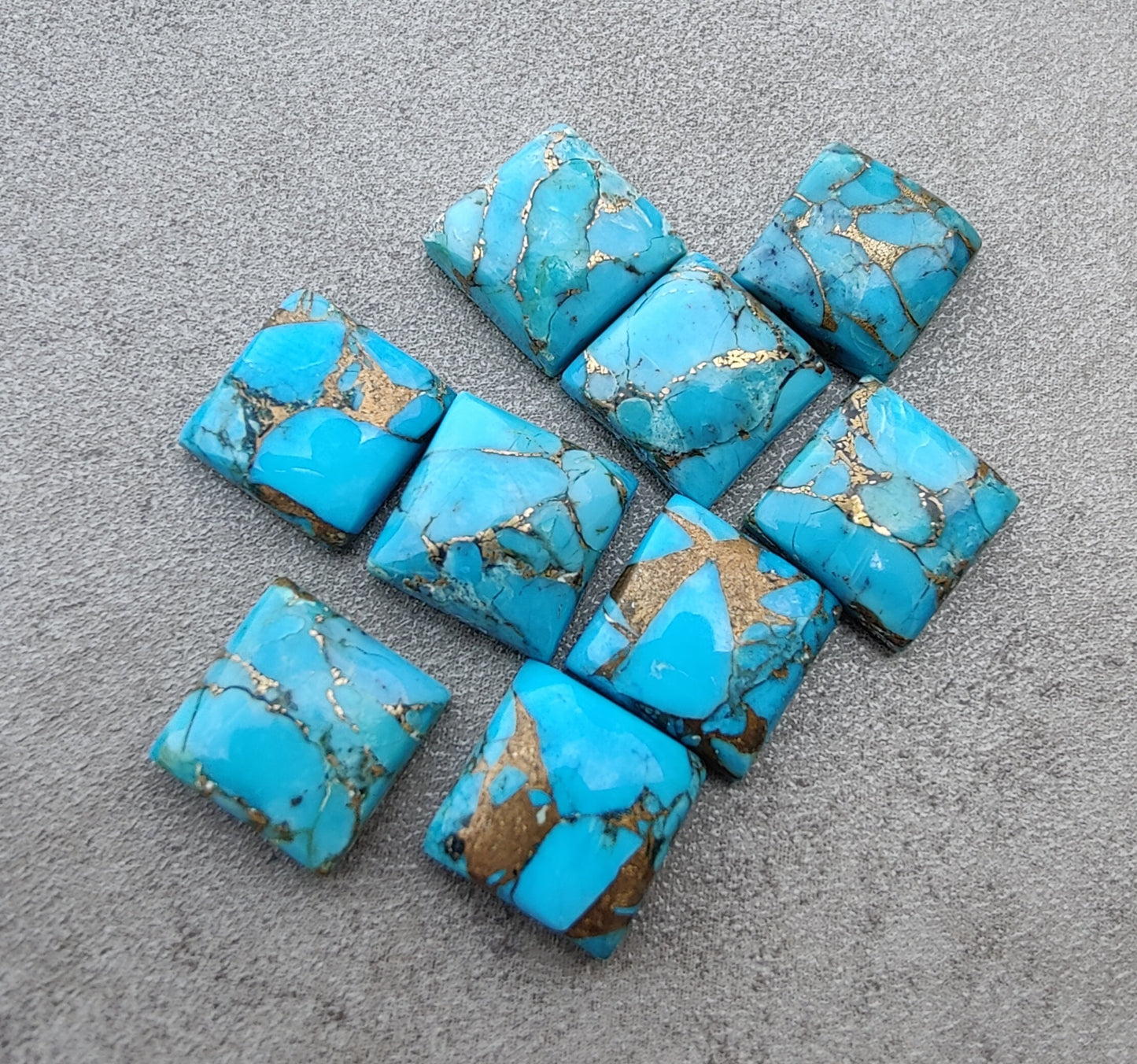 AAA+ QUALITY NATURAL BLUE COPPER TURQUOISE CABOCHON SQUARE SHAPE CALIBRATED GEMSTONES, ALL SIZES AVAILABLE