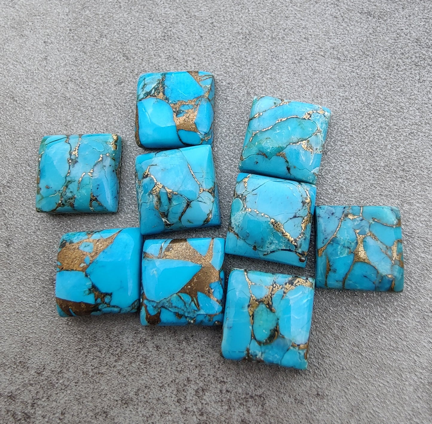 AAA+ QUALITY NATURAL BLUE COPPER TURQUOISE CABOCHON SQUARE SHAPE CALIBRATED GEMSTONES, ALL SIZES AVAILABLE